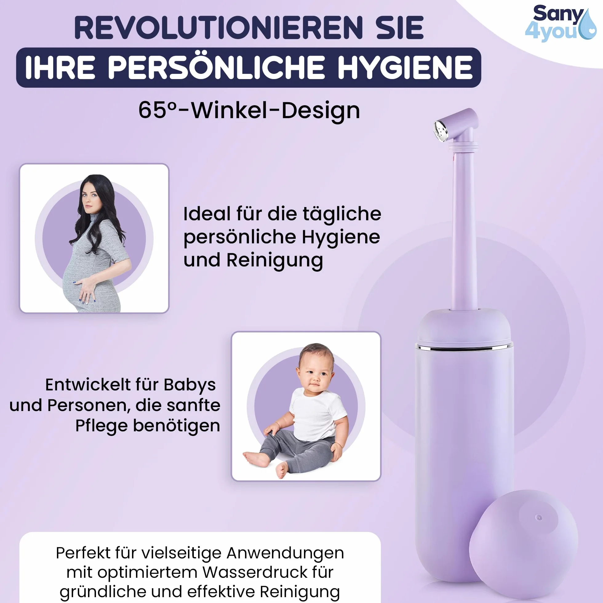 Przenośny bidet podróżny 380 ml z torbą podróżną fioletowy