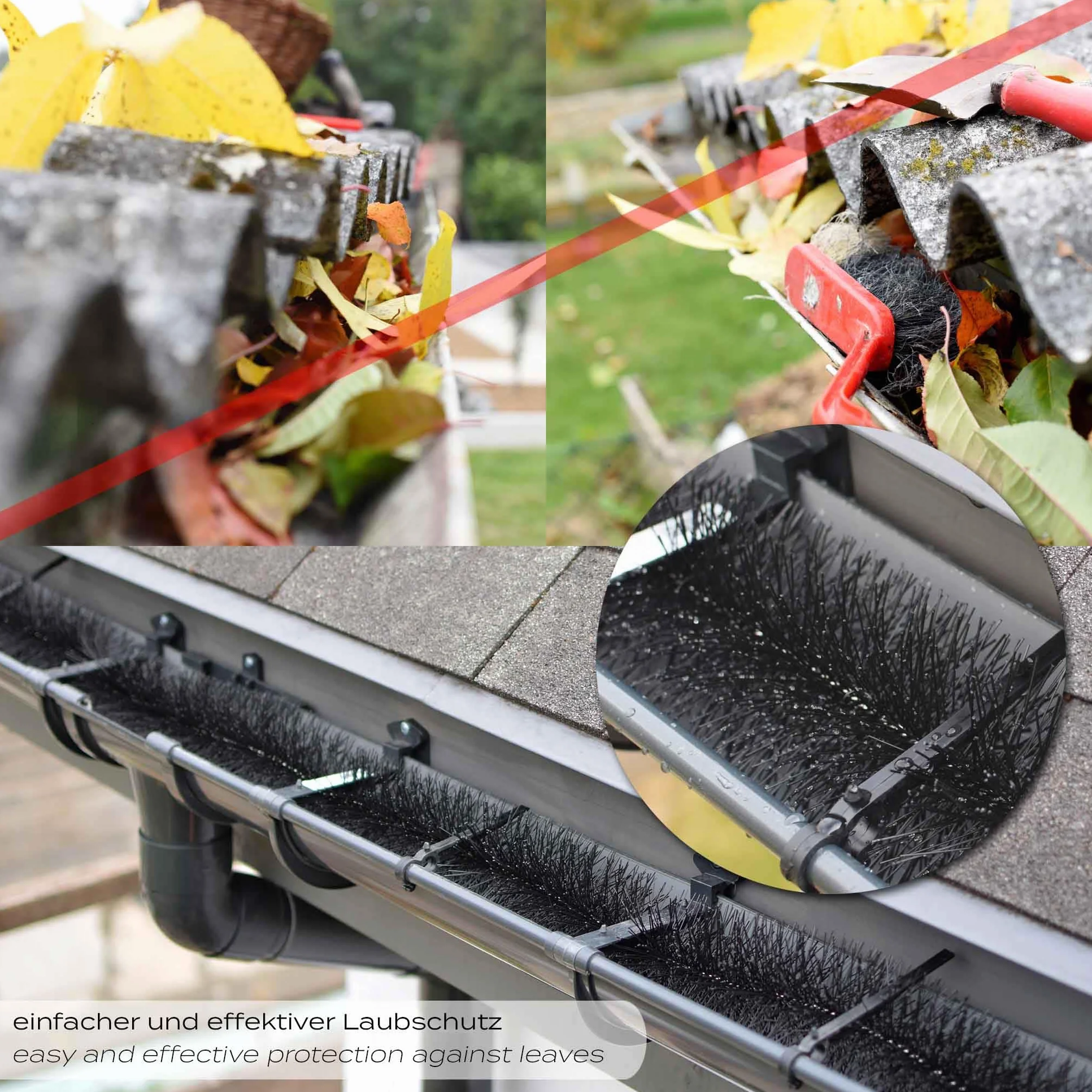 Szczotki ochronne do rynien przed liśćmi i kunami 120cm długości Ø 8cm 10 szt. 12 metrów osłony