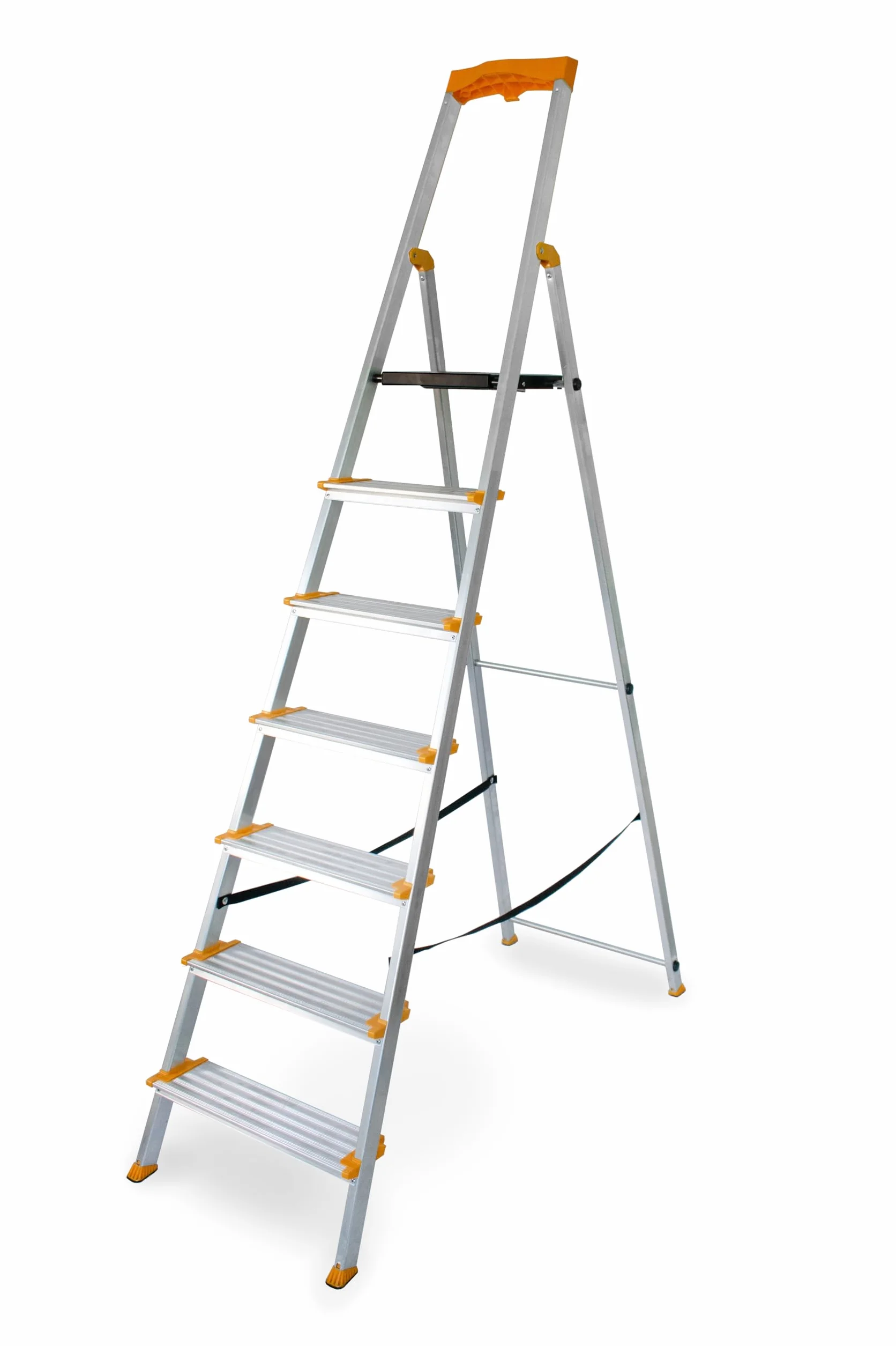 DRABEST 7-stopniowa Drabina składana aluminiowa antypoślizgowa z półką 120 mm 150 kg
