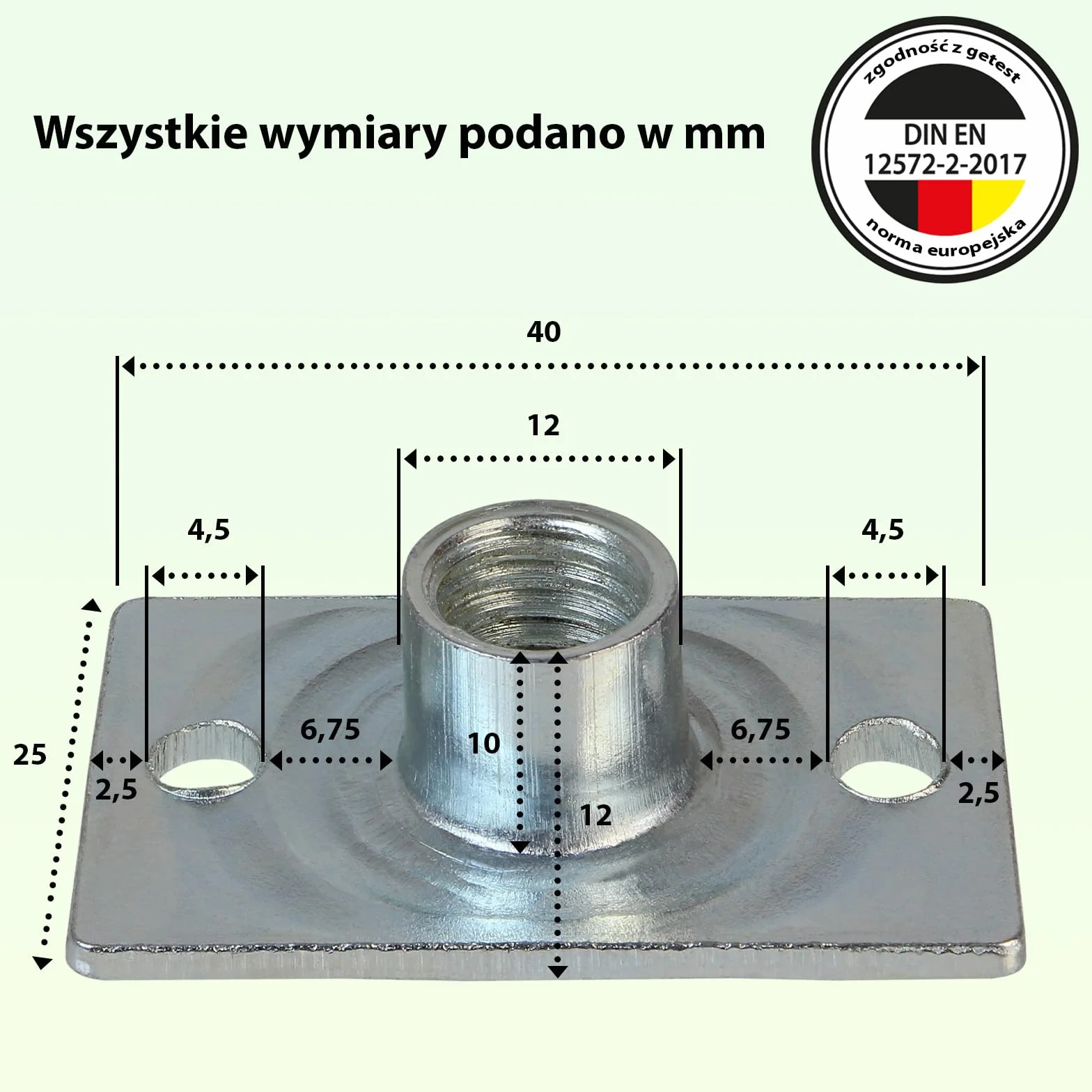 ALPIDEX nakrętki nasadowe M10 stal ocynkowana DIN EN 12572-2-2017 100 sztuk