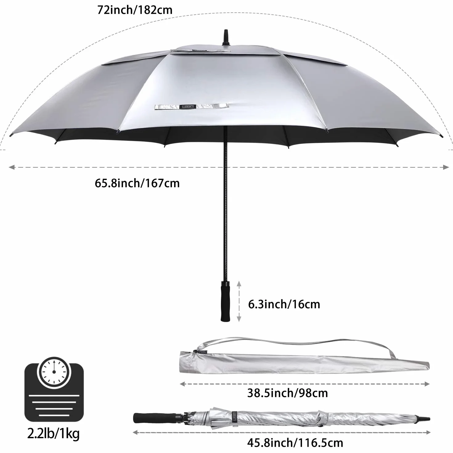 G4Free 46/54/62/68/72/80 cali ochrona przed promieniowaniem UV wiatroszczelny parasol przeciwsłoneczny i parasol golfowy automatycznie otwierany podwójny baldachim wentylowany duży rozmiar dla