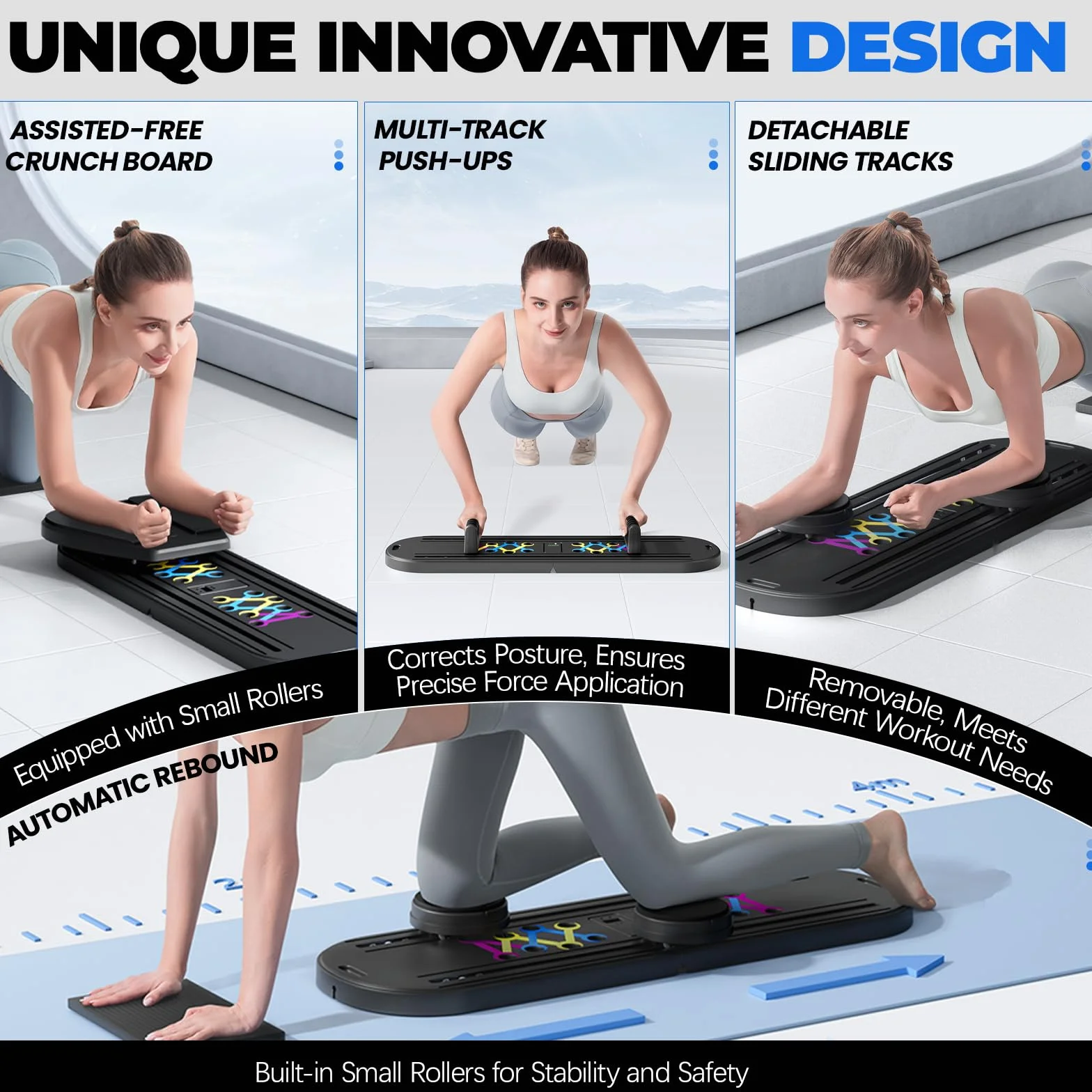 INSMEER Pilates Reformer Machine, składana deska do pilatesu w domu z automatycznym odbiciem, wielofunkcyjna deska do ćwiczeń Ab, lina napinająca, timer, 6 w 1, zestaw do ćwiczeń ciała