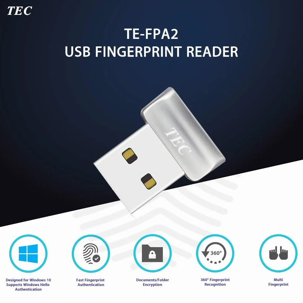 TEC TE-FPA2 czytnik linii papilarnych Mini USB biometryczny skaner Windows 11/10