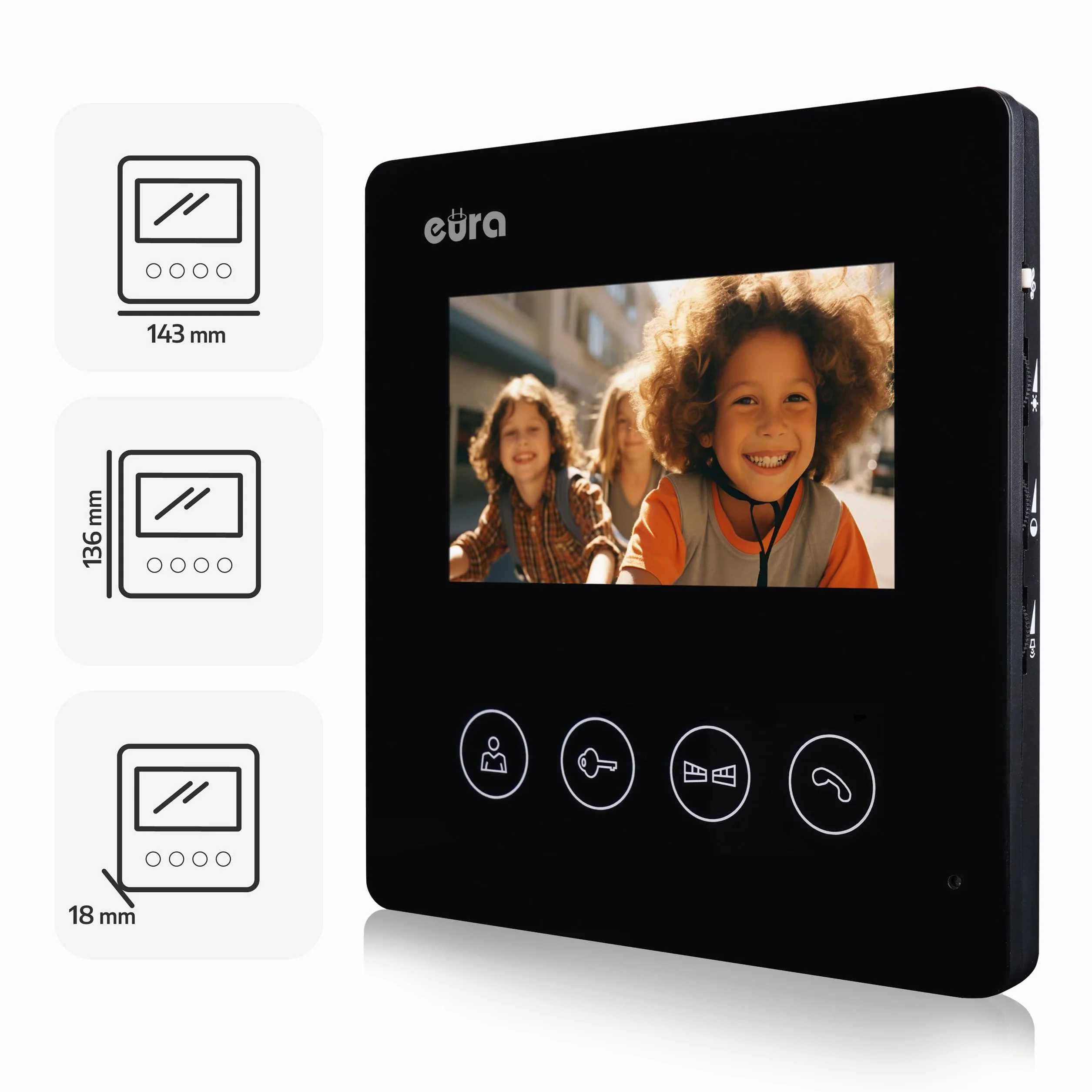 EURA VDP-52A3 ATIRA wideodomofon 4-przewodowy kolorowy monitor 4,3" czarny
