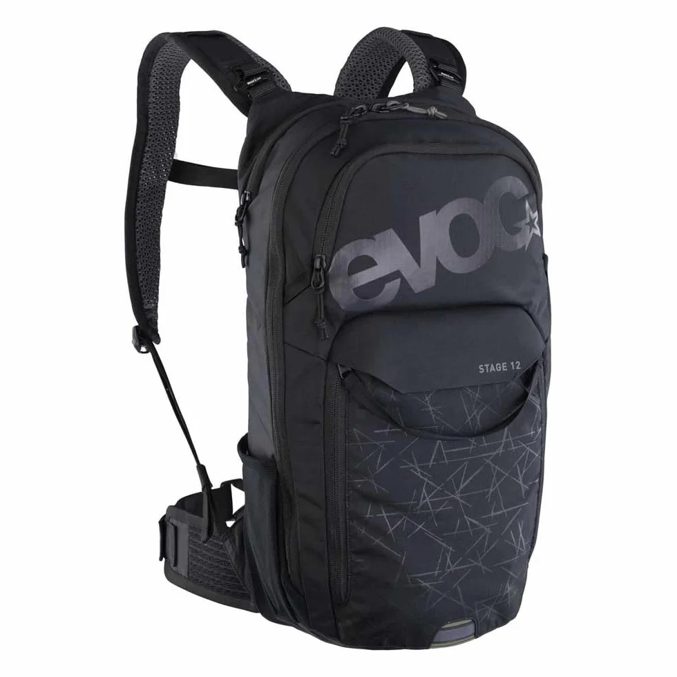 EVOC STAGE 12, plecak (regulowane paski naramienne z BRACE LINK, AIR FLOW CONTACT SYSTEM, z kieszenią na bukłak, kieszenią na narzędzia i paskami kompresyjnymi, jeden rozmiar)