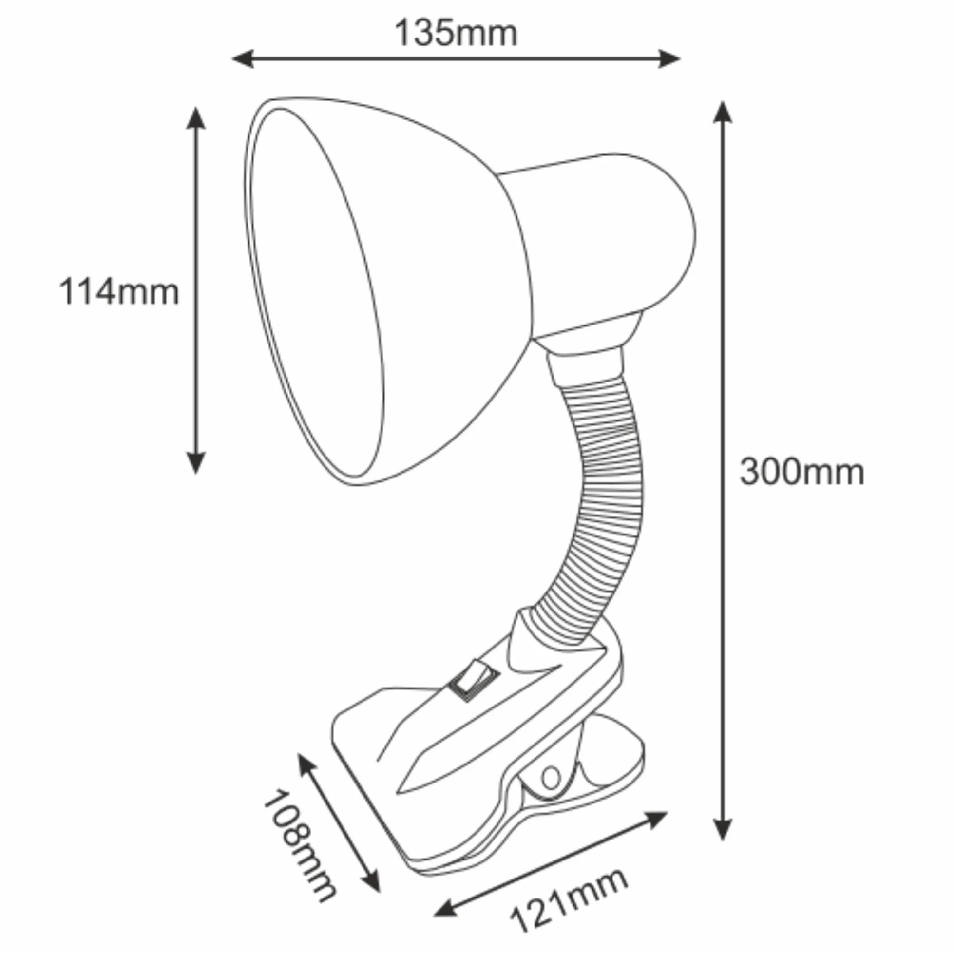 Lampa Biurkowa z Klipsem 40W E27 Stal Tworzywo Czarny