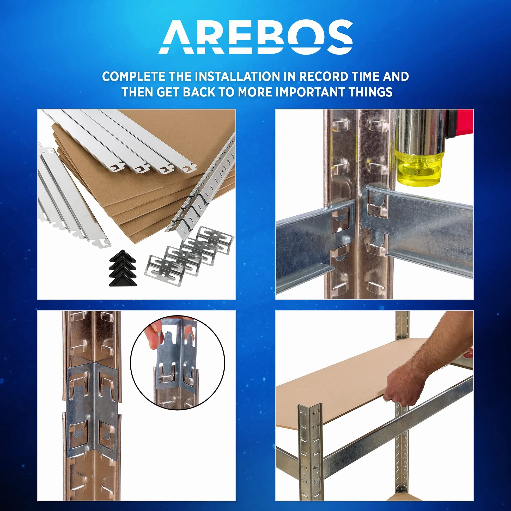 Arebos Regał do dużych obciążeń 180x75x30cm 5 paneli MDF 350kg Zestaw 2