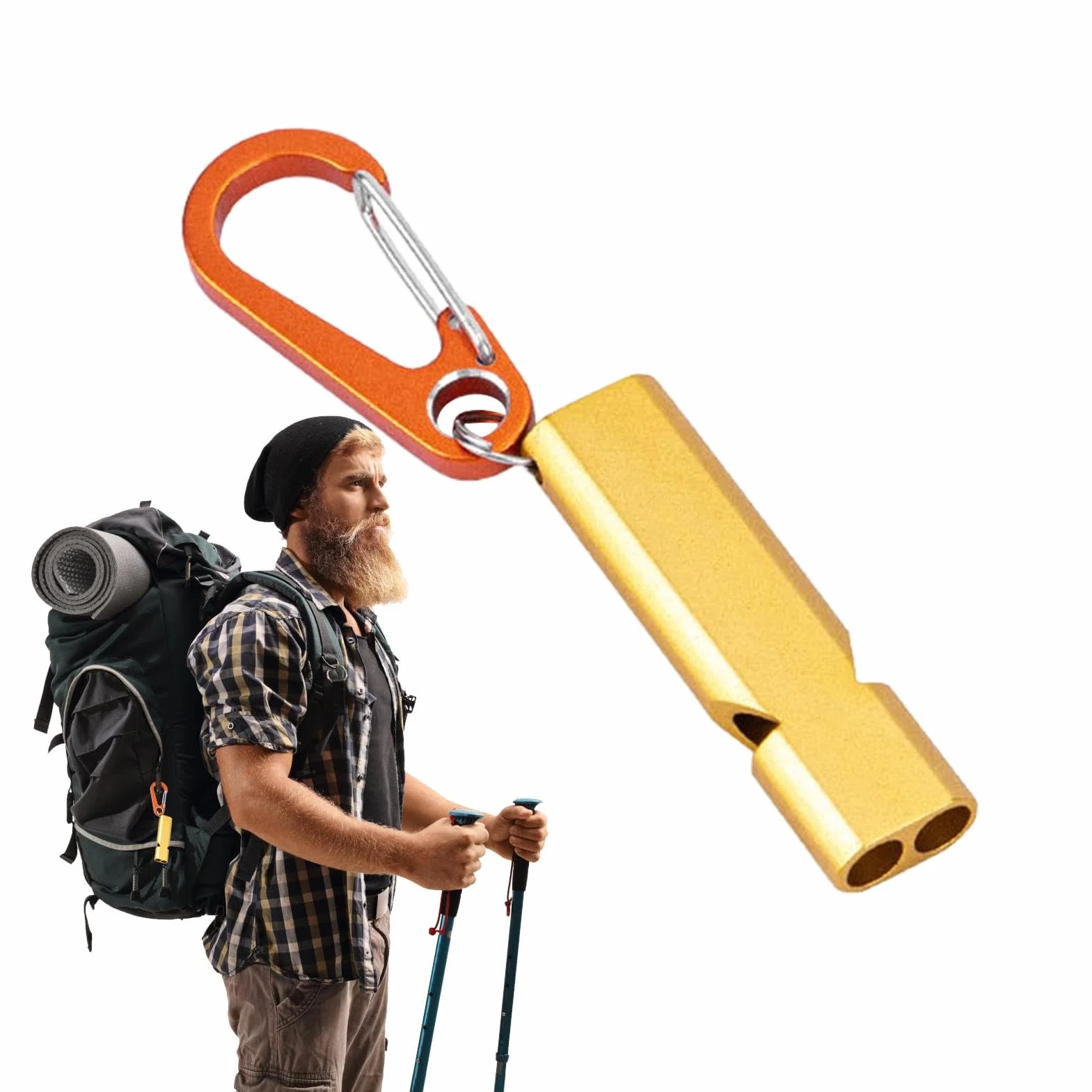 Outdoor Safety Whistle, Mountain Whistle, High Decibel Whistles, Compact Portable, Double Tube Safety Whistle for Hiking, Camping, Fishing, High Decibel, 5.3x1.4cm