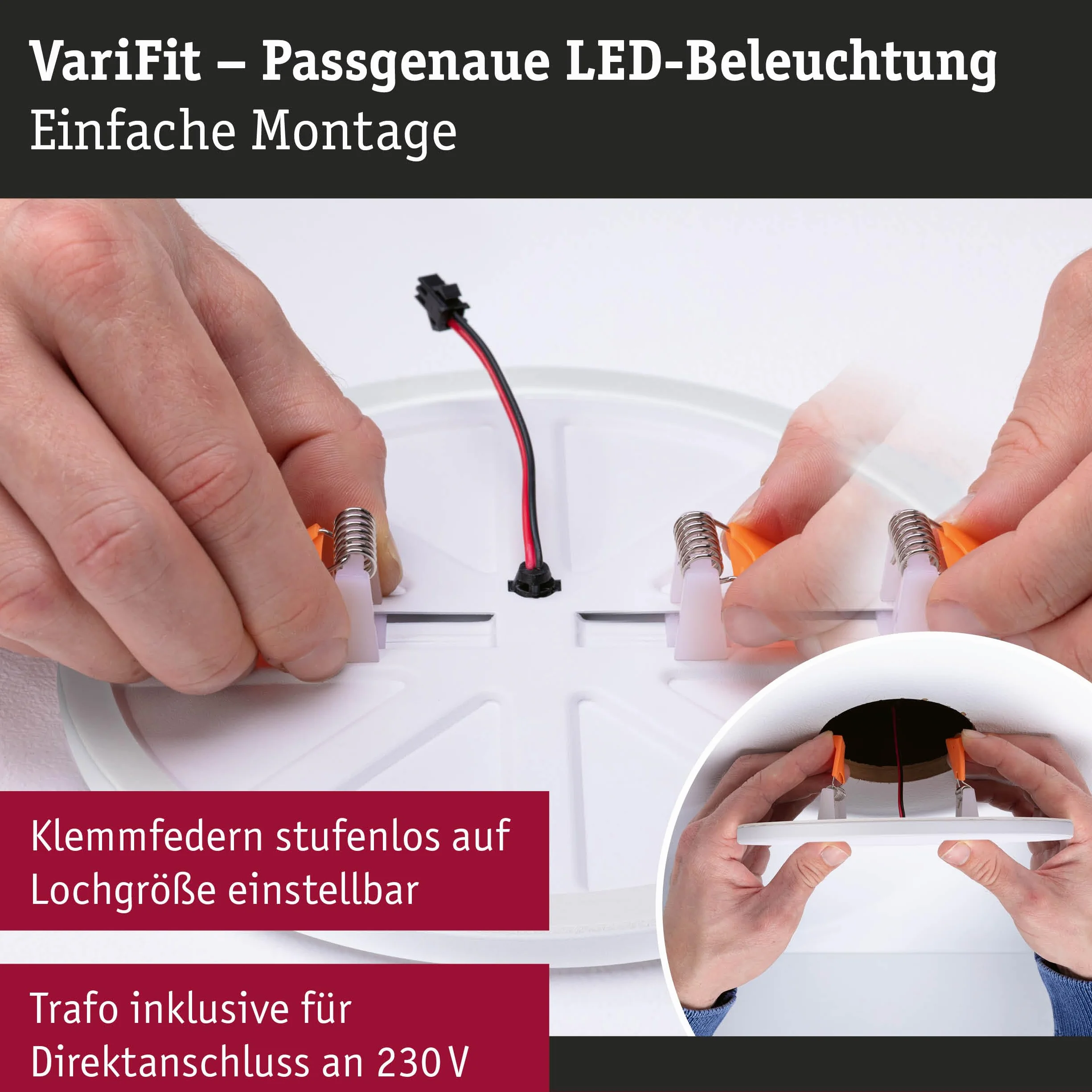 Paulmann Veluna VariFit panel LED oprawa do zabudowy IP44 neutralnie biały 75mm 4.5W satynowa tworzywo sztuczne 4000K