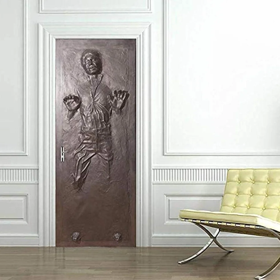 Samoprzylepne fototapety 3D na drzwi, odklej i przyklej, naklejki dekoracyjne, han solo, karbonit, DIY, niestandardowa tapeta 30,3 x 78,7