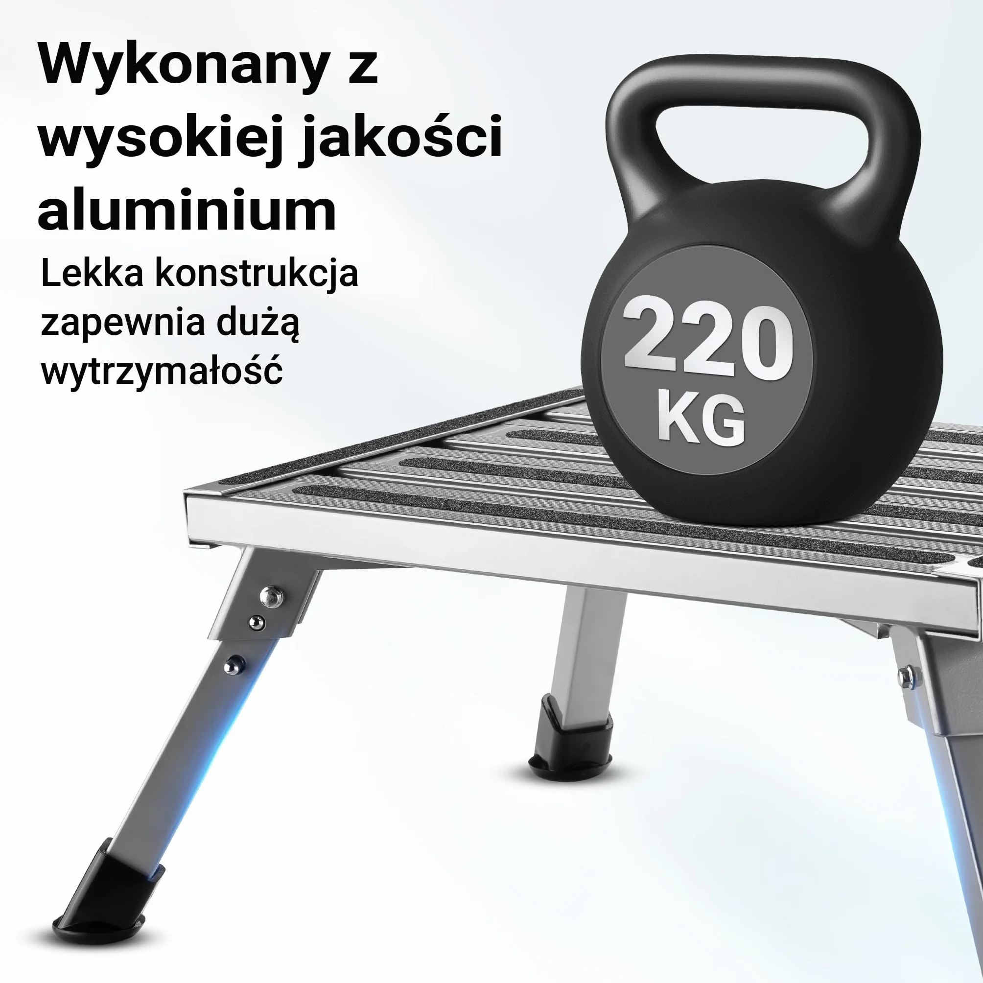 Wiltec Składane schodki z aluminium kempingowe do 220kg antypoślizgowa powierzchnia taboret