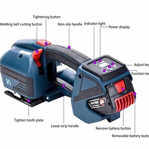 Elektryczna maszyna do spinania PP PET z ekranem LCD, bateria 4000 mAh