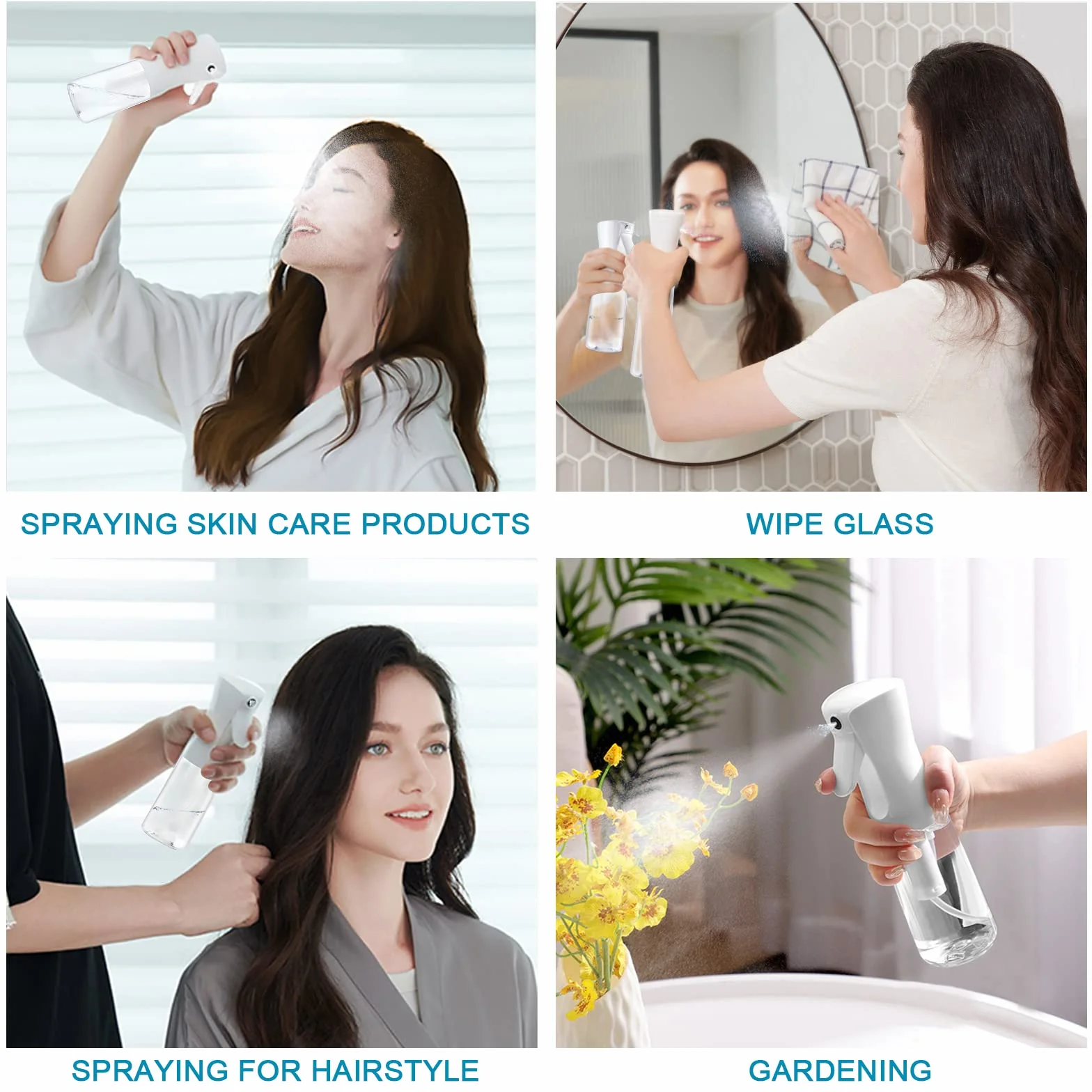 URAQT Spray do włosów, przezroczysty spray do włosów, 200 ml, do wielokrotnego użytku, do czyszczenia, spray do włosów, produkt do stylizacji włosów, biały