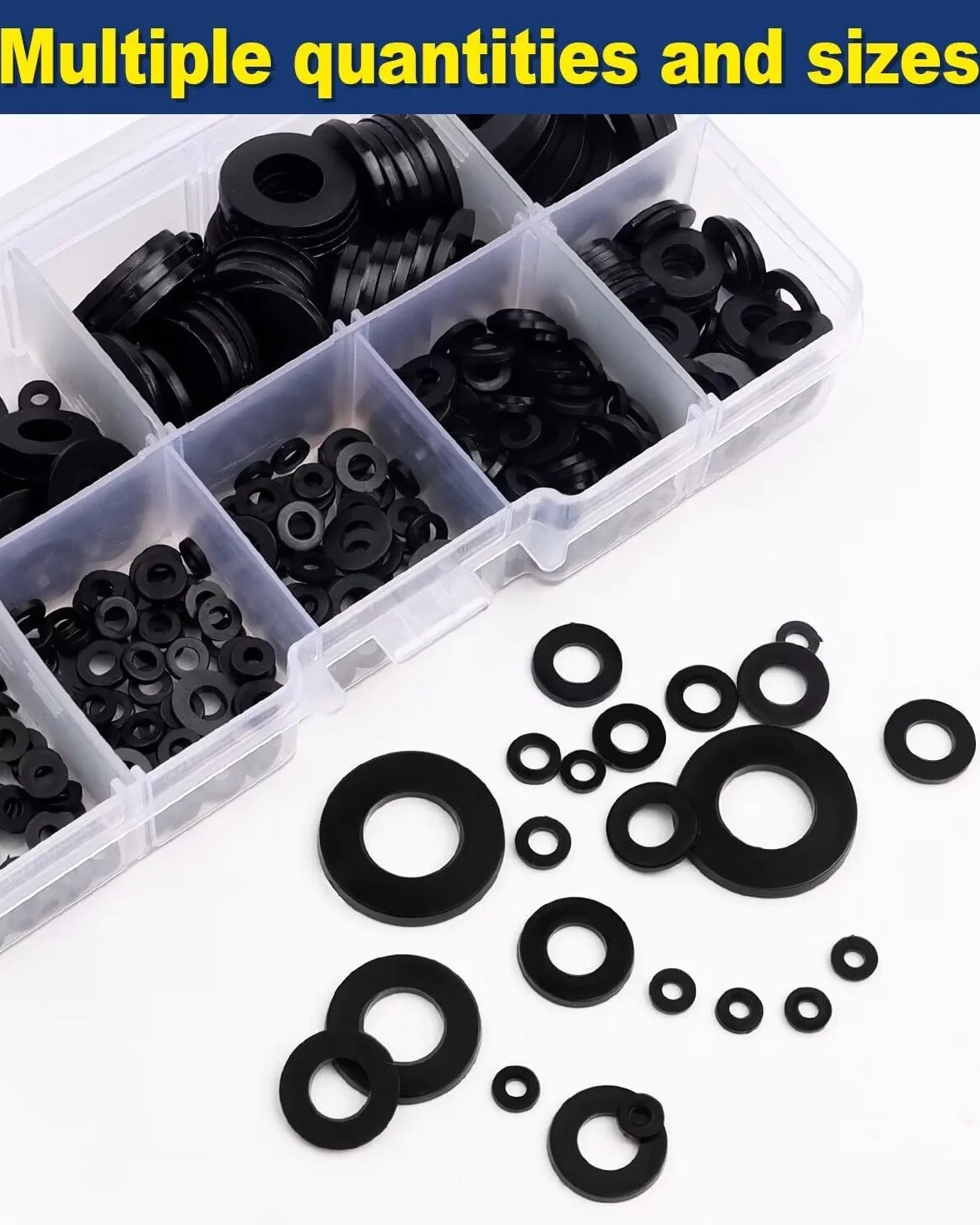 500 sztuk podkładek plastikowych - 8 rozmiarów podkładek czarnych M2/M2.5/M3/M4/M5/M6/M8/M10 nylonowe tuleje dystansowe