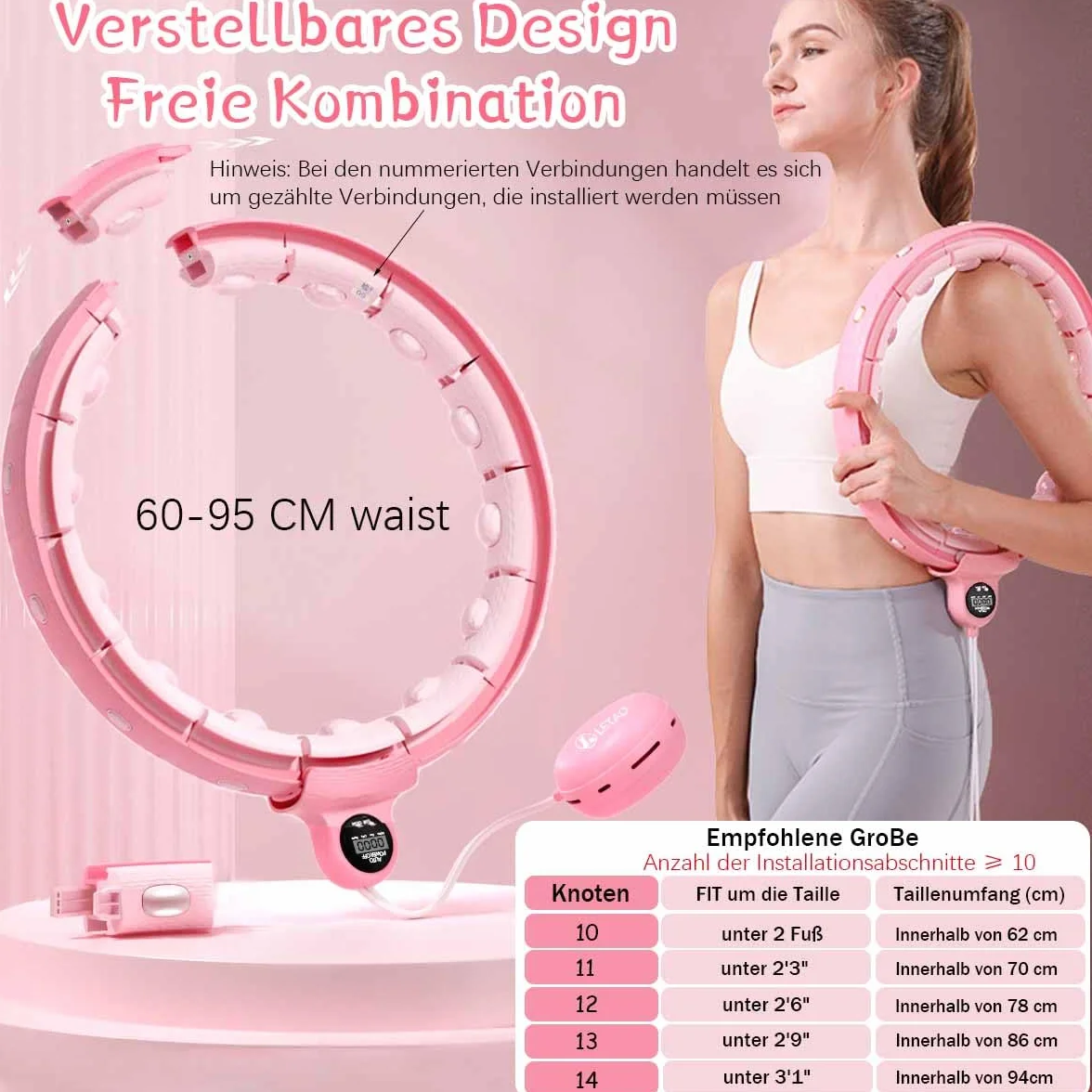 LETAO Smart hula hop | super szybki obrót | kolor różowy | maksymalna talia 95 cm | wzornictwo zorientowane na przyszłość