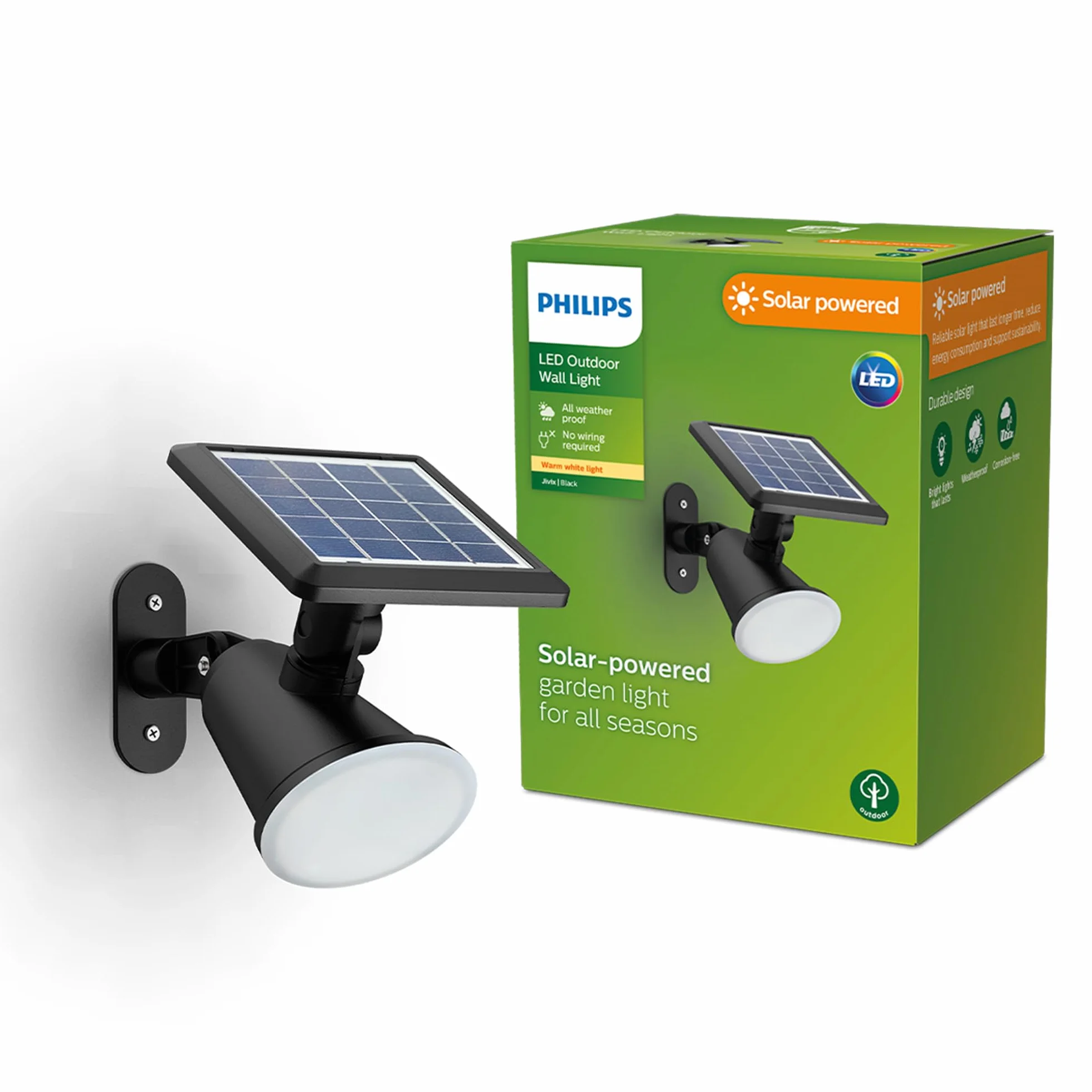 Philips Jivix Zewnętrzny Solarny Reflektor Punktowy 1.4W 2700K Czarny IP44