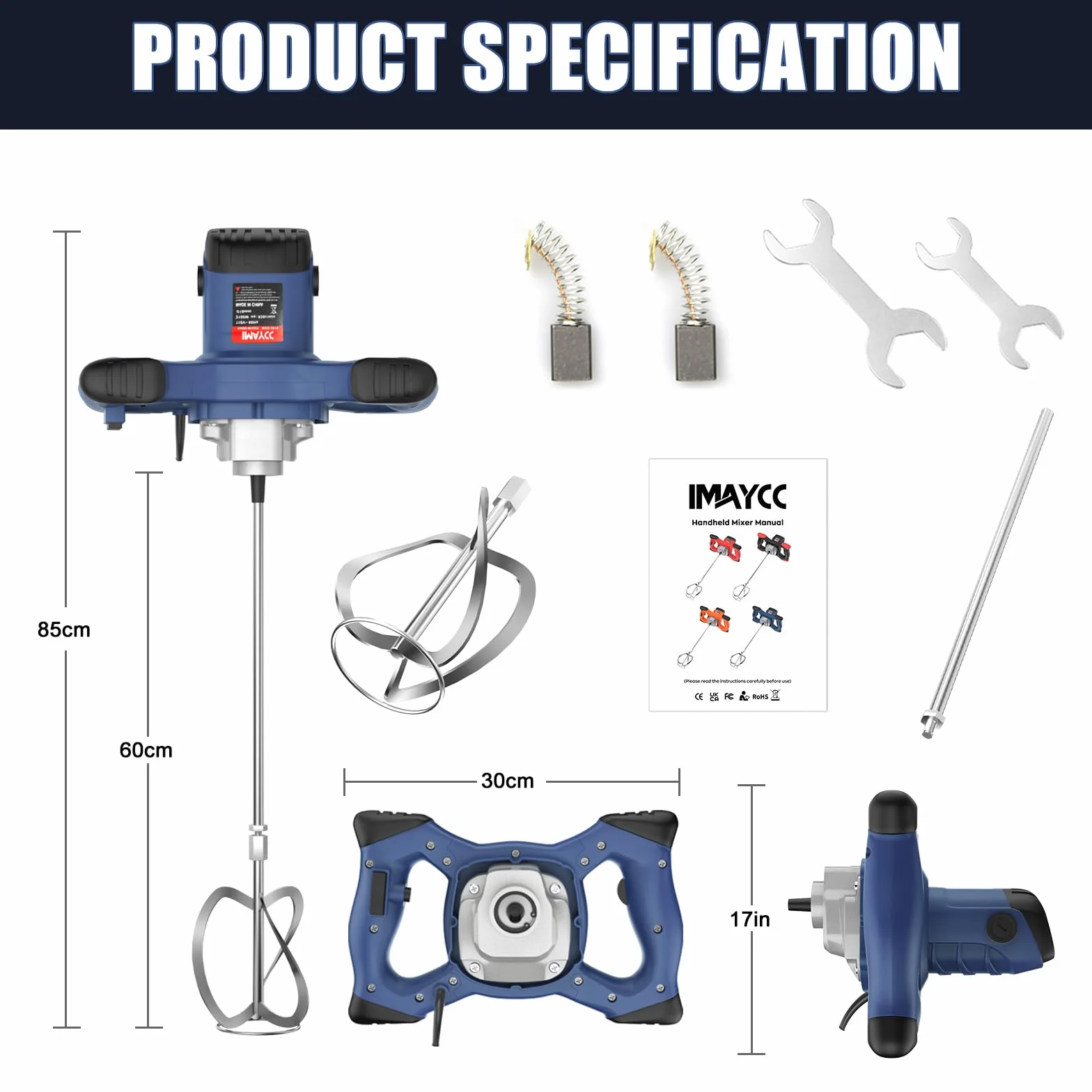 Mieszadło do zaprawy murarskiej 2100 W 6 prędkości M14 do betonu
