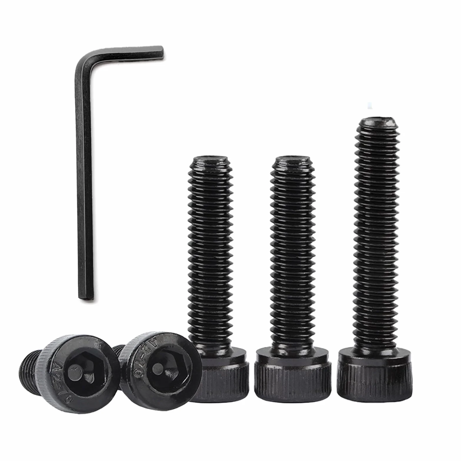Śruby Cylindryczne M6x70mm ze Stali Nierdzewnej A2 V2A, Łeb Sześciokątny, Gwint Pełny, Czarne