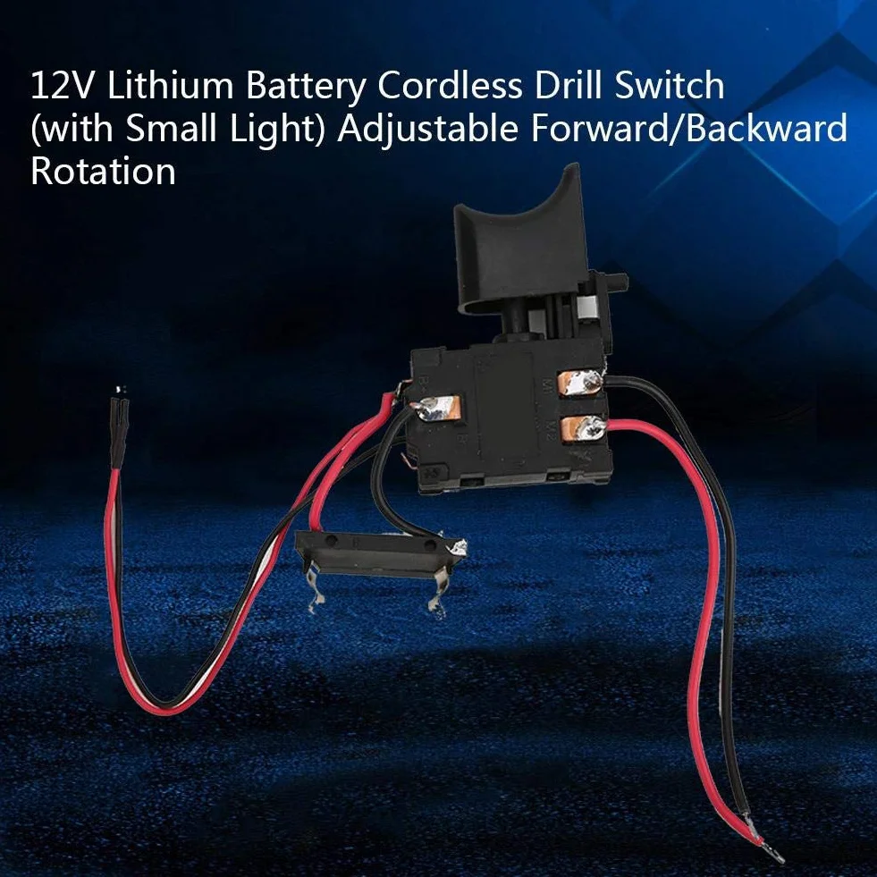 Shanbor Drill Trigger Switch 7,2 V - 24 V bateria litowa Cordless Drill Speed Control przełącznik wyzwalacza z małym światłem