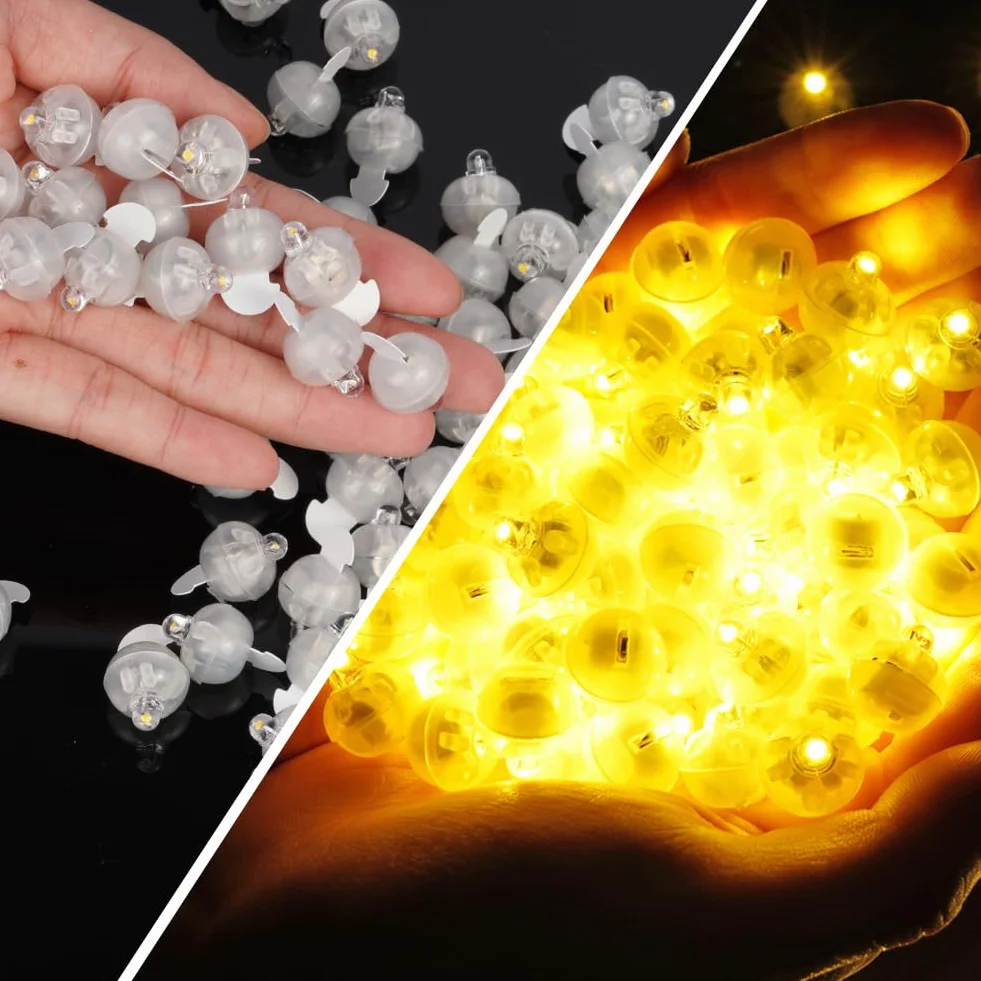 AUAUY Okrągłych Balonów LED 60 sztuk Ciepła Biel Dekoracja Stołu