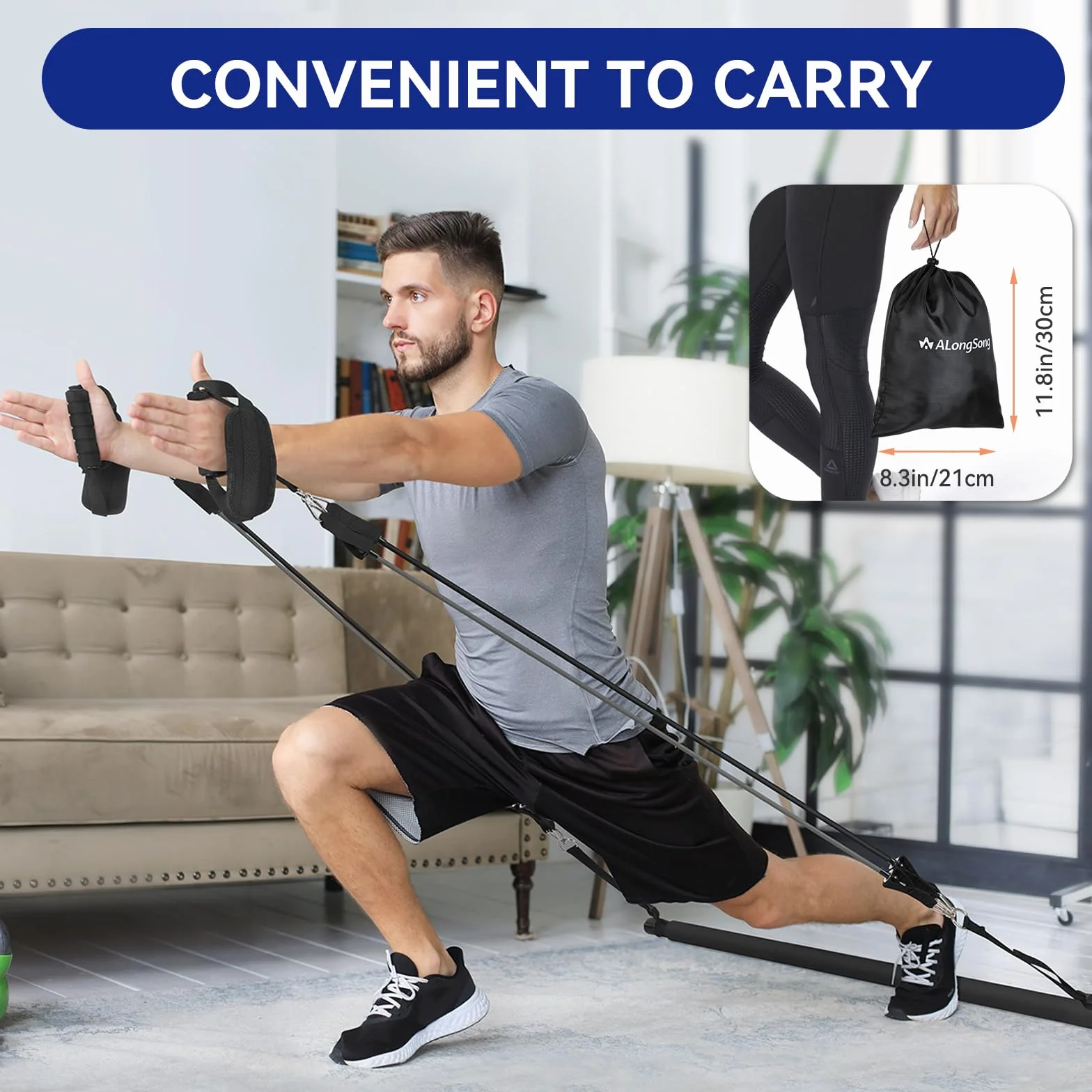 ALongSong Zestaw batoników do pilatesu z 4 elastycznymi taśmami oporowymi z lateksowymi elastycznymi taśmami oporowymi, 9 kg, 18 kg, 3 sekcje do pilatesu, przenośny domowy trening fitness do jogi,