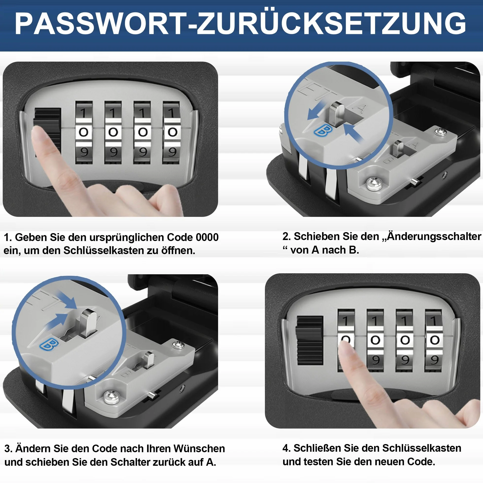 DIYGEEK Sejf na klucze z kodem, zewnętrzny sejf na klucze, z kodem numerycznym, montaż ścienny, skrzynka na klucze zastępcze do domu, garażu, szkoły, biura, czarny
