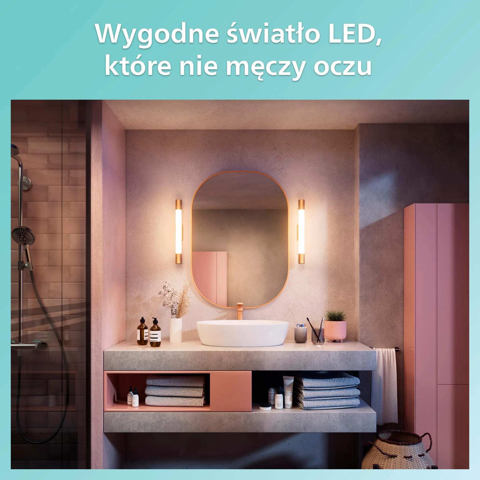 Philips LED Lampa Łazienkowa Rover Okrągła 10W 1500lm 2700K IP44 Wodoodporna Mosiądz