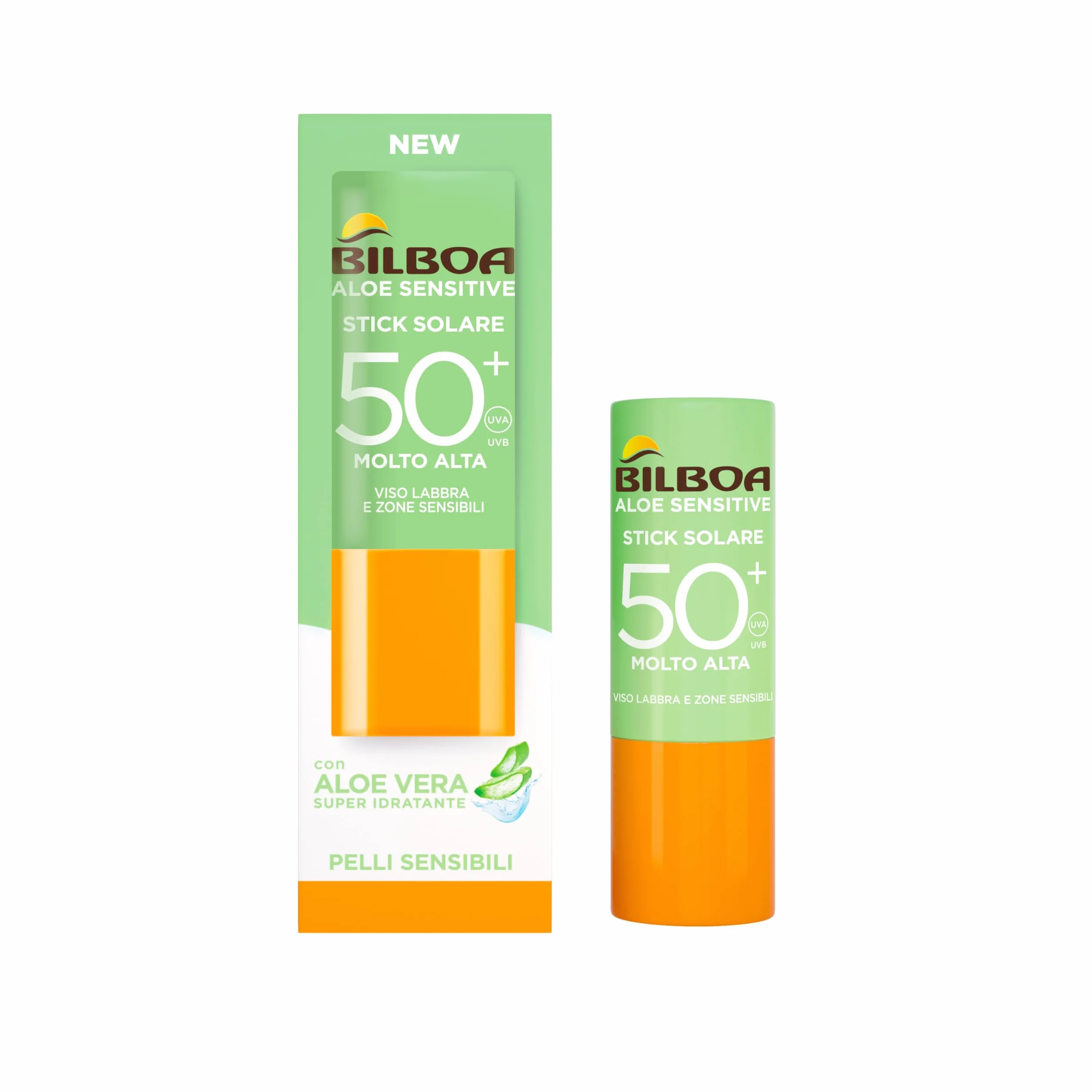 Bilboa Solar Stick SPF 50+ z aloesem Vera, idealny do wrażliwych obszarów, takich jak usta, tatuaże, w i blizny. Formuła szybko wchłaniająca, nie tłusta i nie pozostawia śladów 12 ml