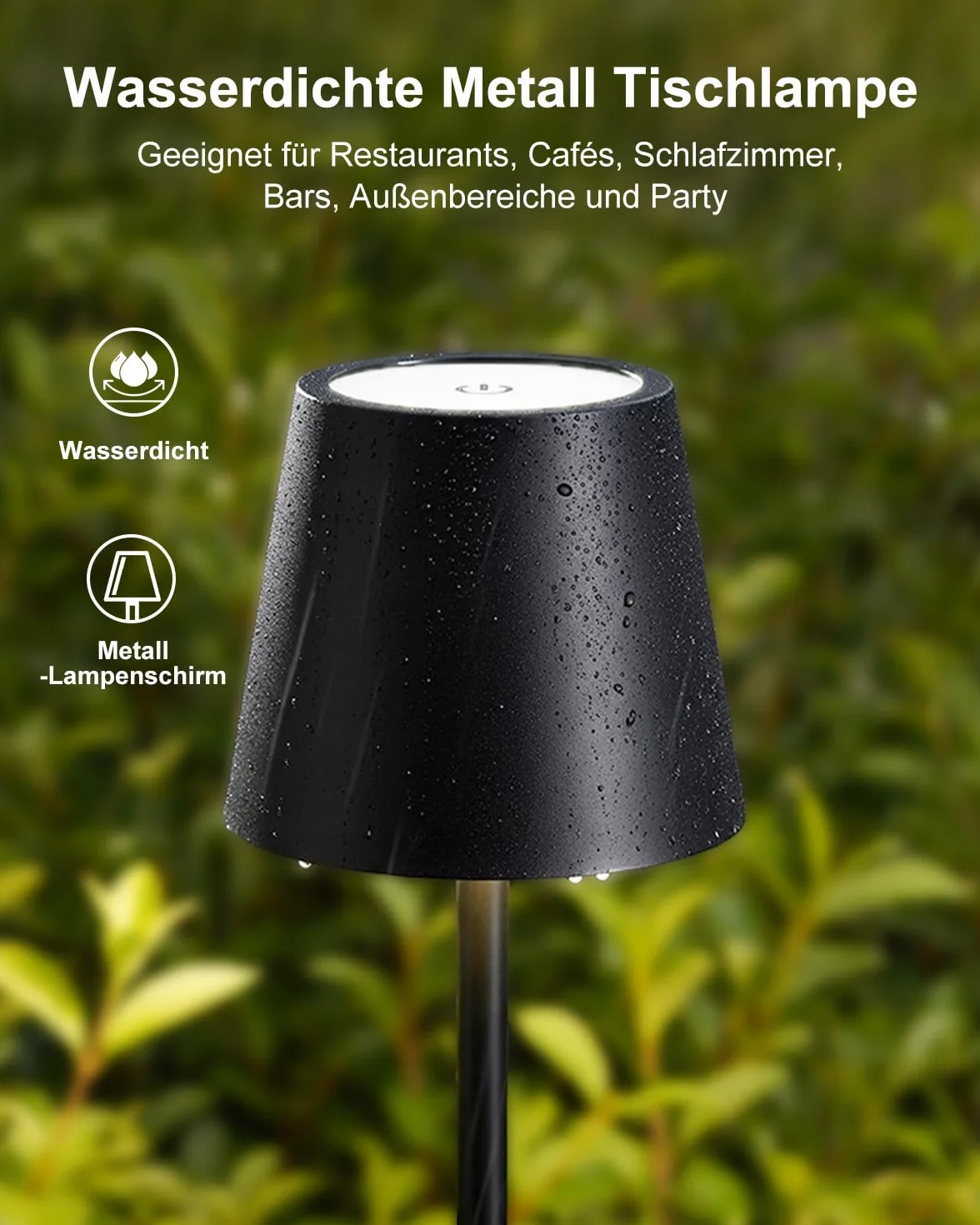 Bonsery Bezprzewodowa lampa stołowa LED 5200 mAh USB 2 wysokości 3 temperatury barwowe 2700-6500 K wodoszczelna metalowa dotykowa ściemniana