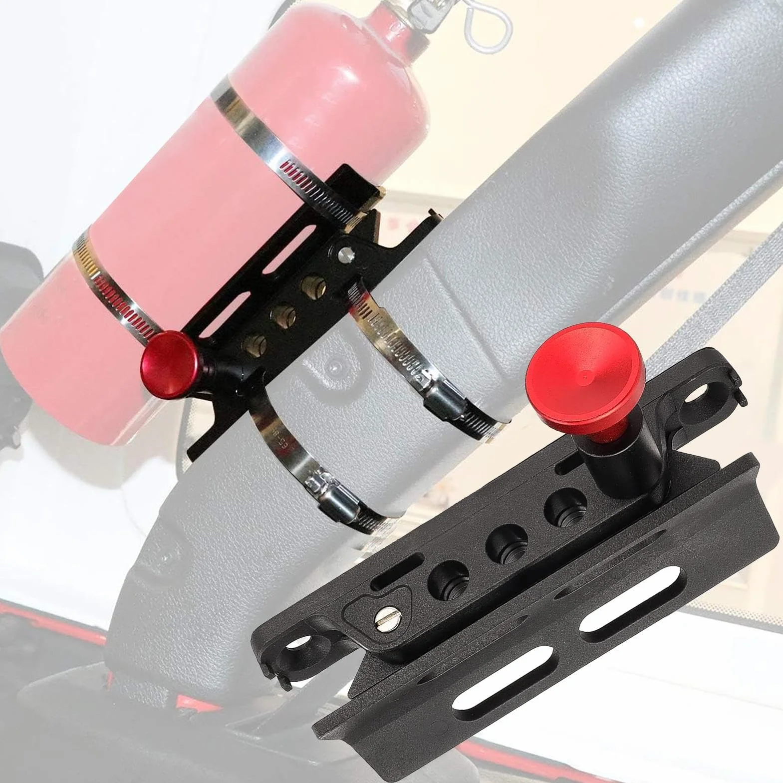 Vehicle Fire Extinguisher Mount, Heavy Duty Boat Bracket, Secure Automotive Holder, Adjustable Safety Clamp Design, Ideal for Picnic, Trailer, Motorhome, Camping, 6.52x1.18 inches