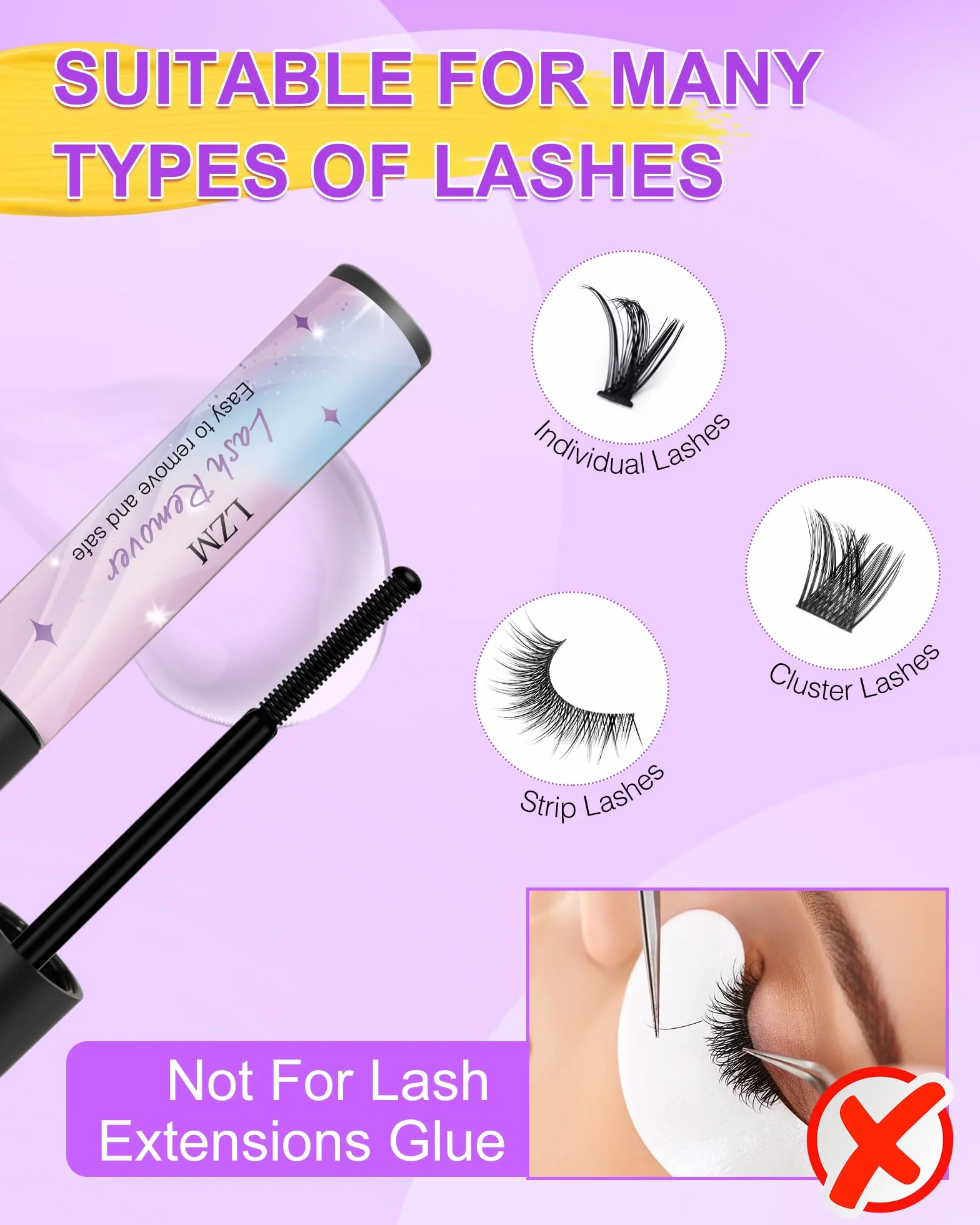 LZM Bond And Seal Lash Glue Remover 5ml/0,17 Fl.Oz Szybkie usuwanie rzęs Cluster Lashes Klej Bezpieczeństwo i delikatna formuła Środek do usuwania rzęs dla pojedynczych rzęs