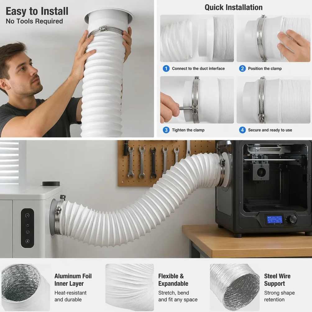 Wąż wentylacyjny aluminiowy elastyczny 2 m 100 mm do suszarki Home Vent