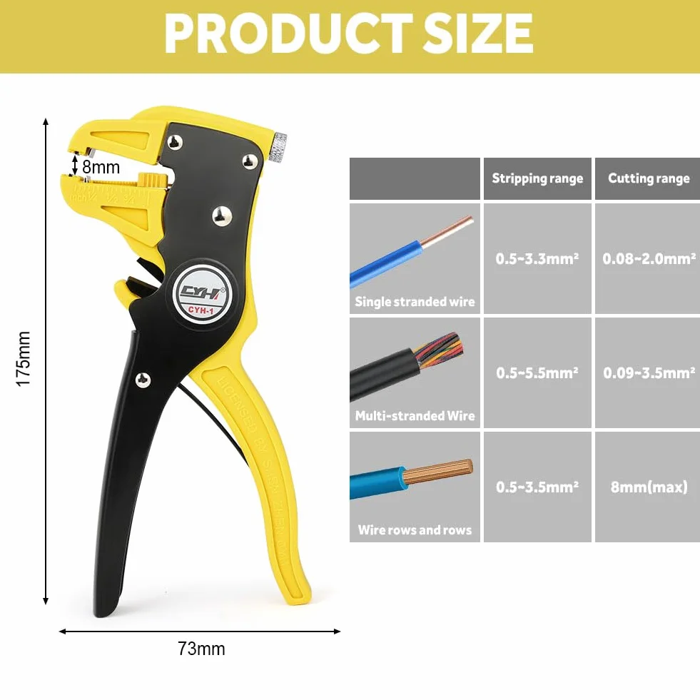 Flintronic Automatyczne szczypce do ściągania izolacji 18 cm regulowany przecinak 14-24 AWG