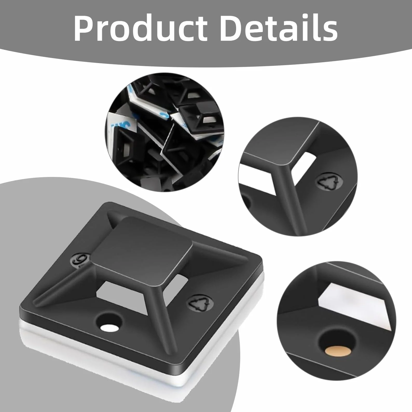Podstawa samoprzylepna do opasek kablowych 20x20 mm czarna
