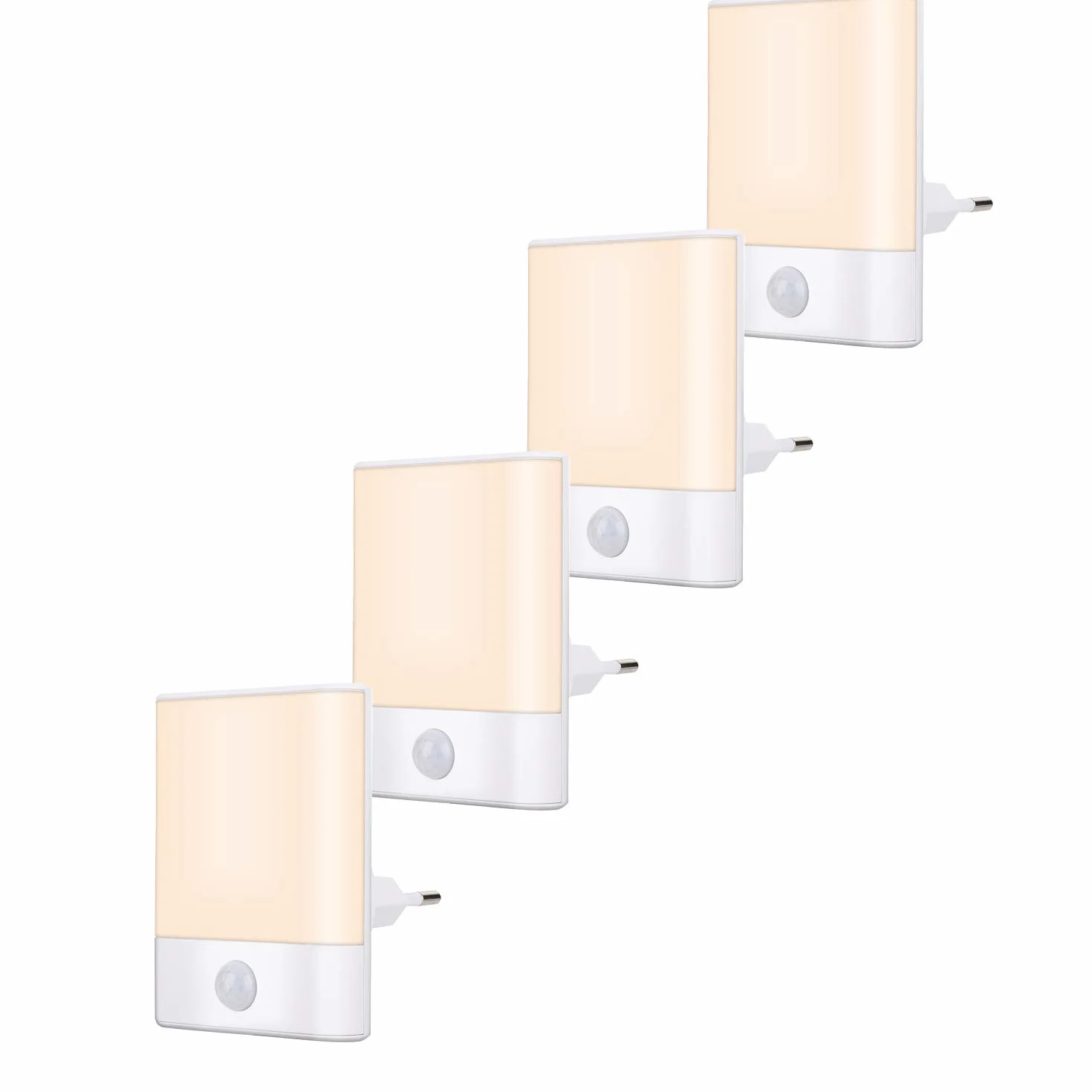 Brisun lampki nocne LED z czujnikiem ruchu 4 sztuki 3 tryby ciepła biel