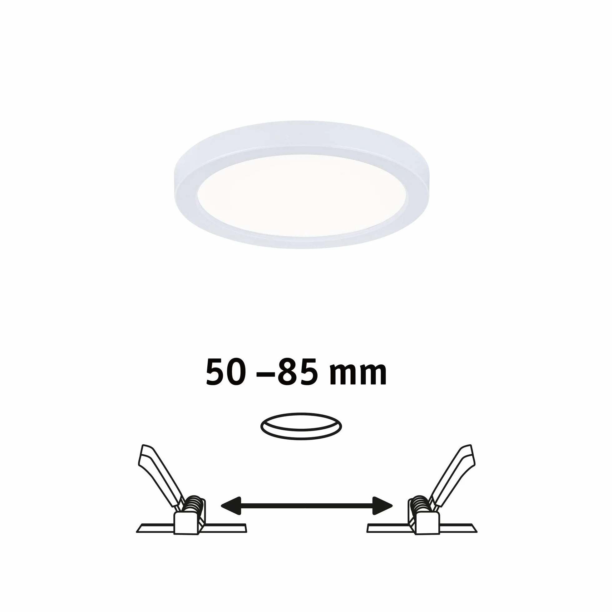 Paulmann 93035 panel LED oprawa wpuszczana Areo VariFit IP44 neutr. biała 118mm okrągła w kompl. lampa sufitowa biała 1x6,5 W tw. sztuczne 4000 K