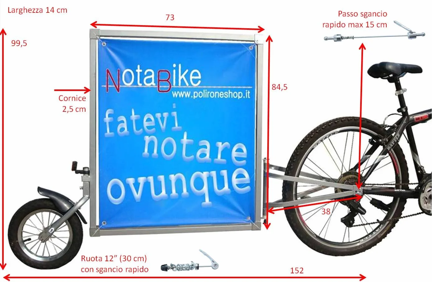 NOTABIKE reklama reklamowa przyczepa do roweru