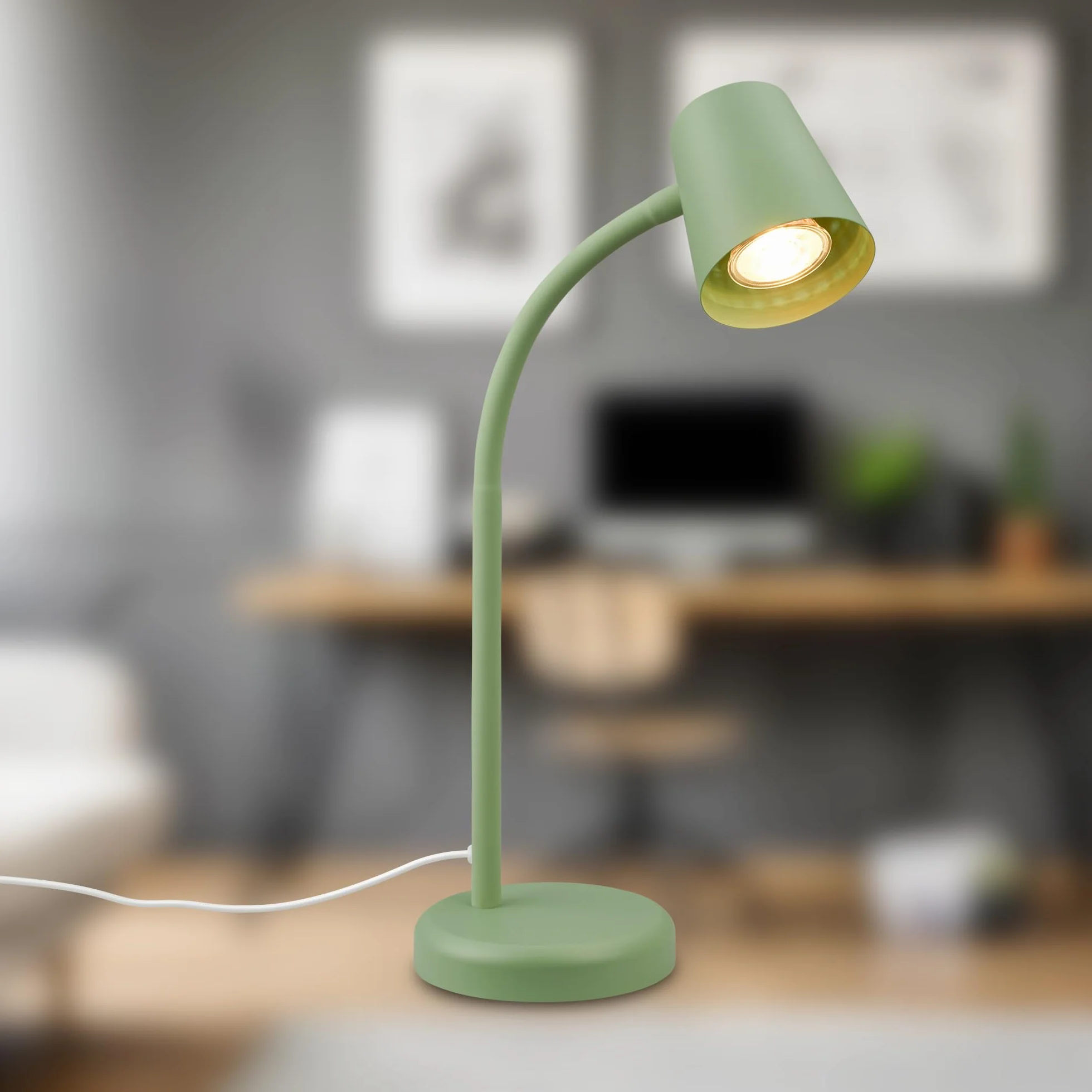 BRILONER Lampka nocna GU10 obrotowa z przełącznikiem kablowym, limonkowa