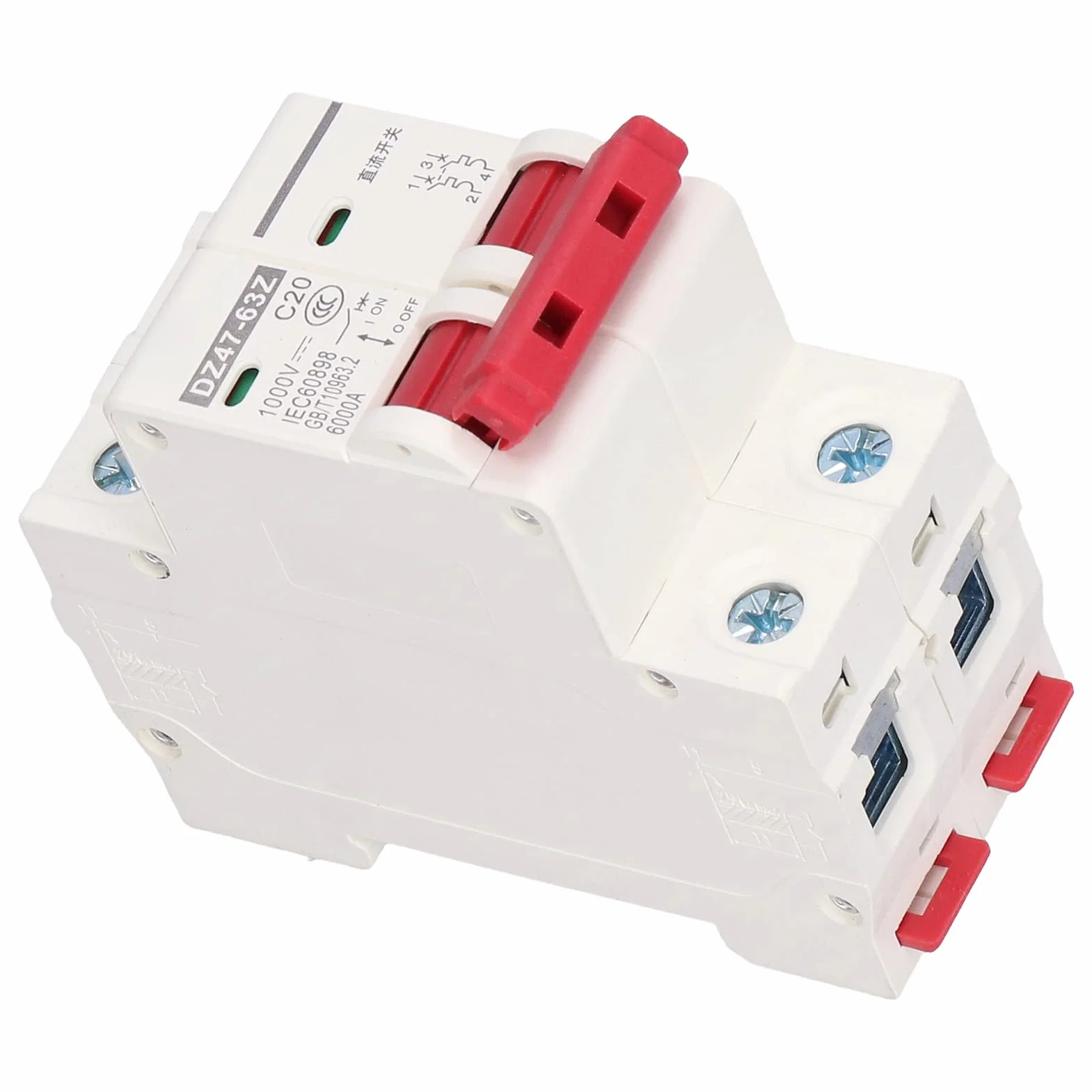 Wyłącznik Miniaturowy DC 2P 1000V 20A Solarny Izolator Fotowoltaiczny C20