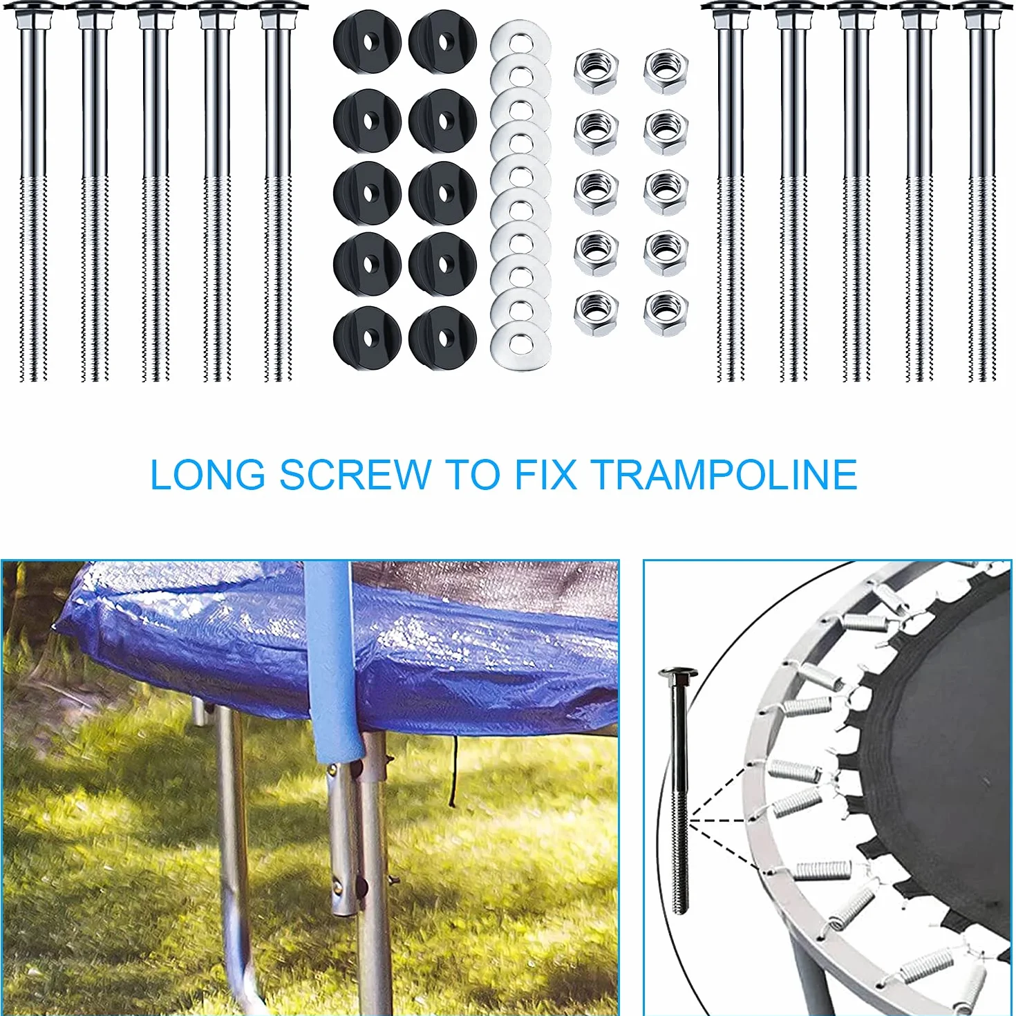 GIAK Akcesoria do trampoliny, śruby do mocowania, 10 sztuk