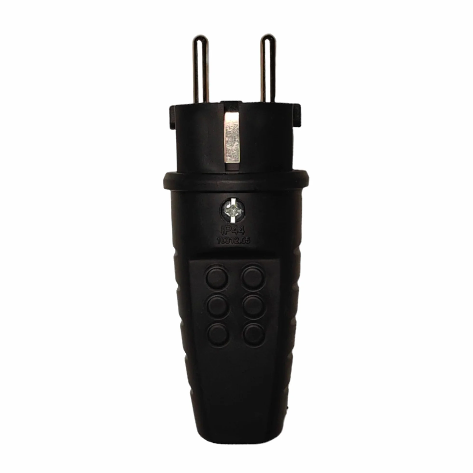 Gumowa wtyczka zewnętrzna 230 V 16 A IP44 kabel burzowy do 2,5 mm² wodoszczelna z zestykiem ochronnym