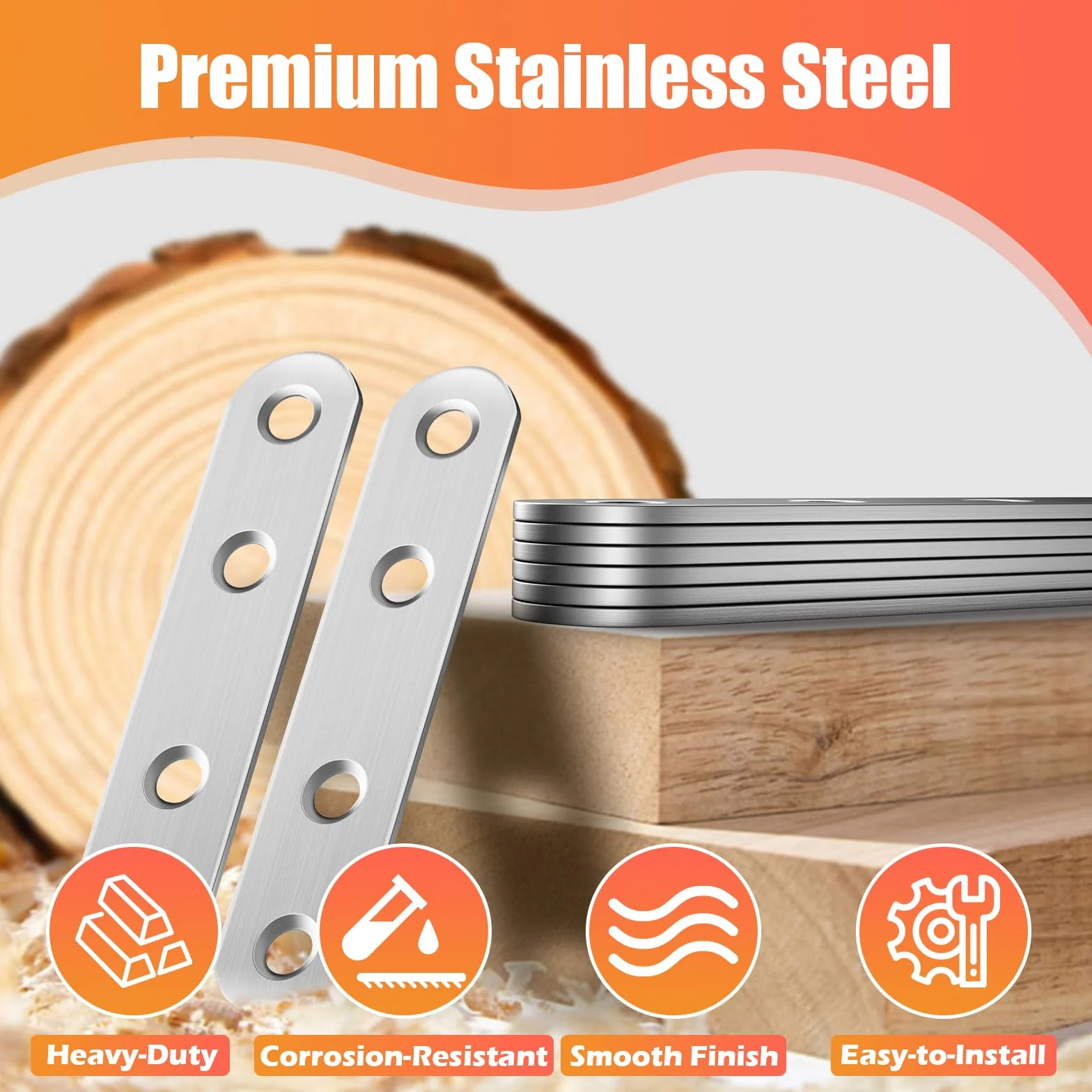 Łącznik stalowy płaski 77x16x1,8 mm stal nierdzewna 20 sztuk