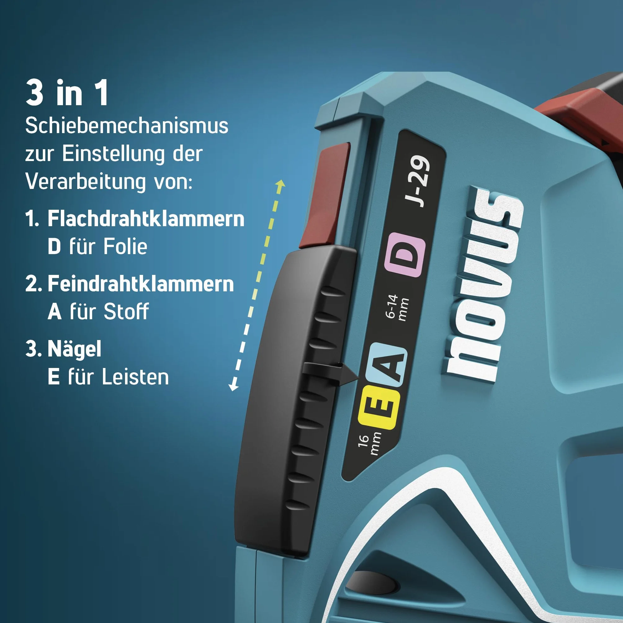 NOVUS TOOLS Zszywacz ręczny J-29 1800 zszywek metalowa obudowa miękki uchwyt zszywki 6-14 mm