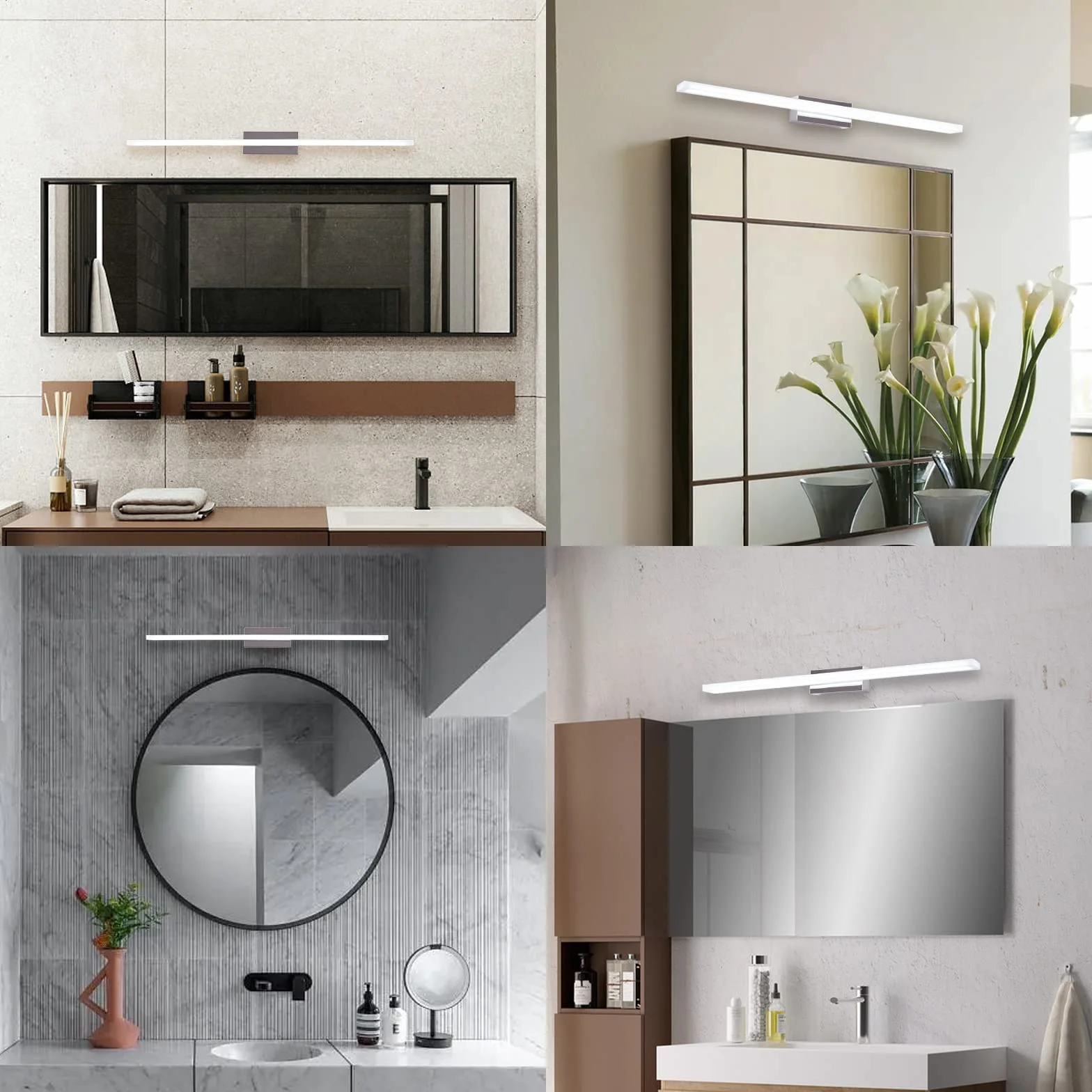 Lampa łazienkowa na lustro ze stali nierdzewnej 60 cm 15 W 1600 lm IP44 zimna biel 6000 K