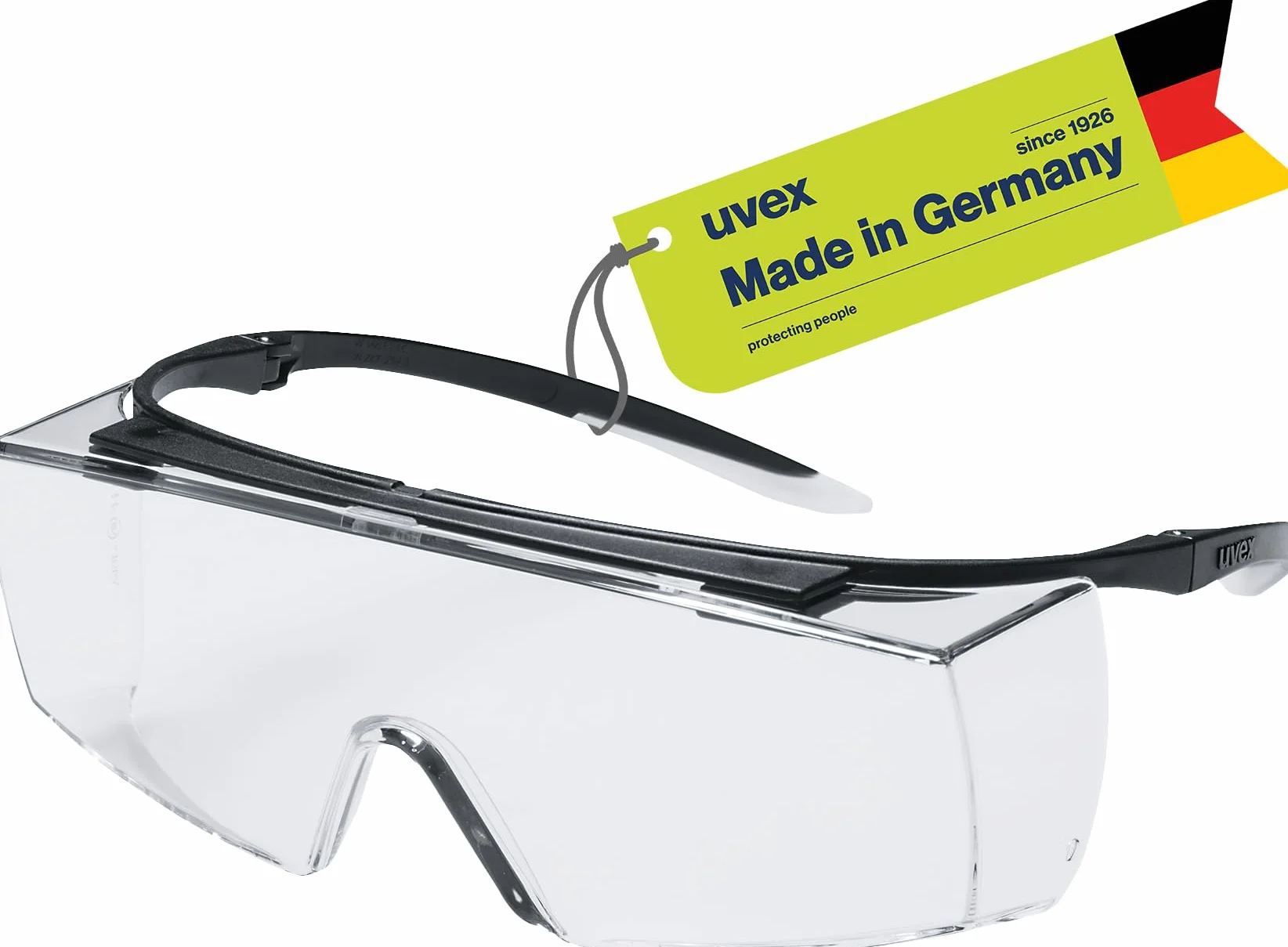 Uvex 893299 Super f OTG 9169 okulary ochronne, czarne/przezroczyste, 2C-1,2 W 1 F, uvex Supravision Sapphire