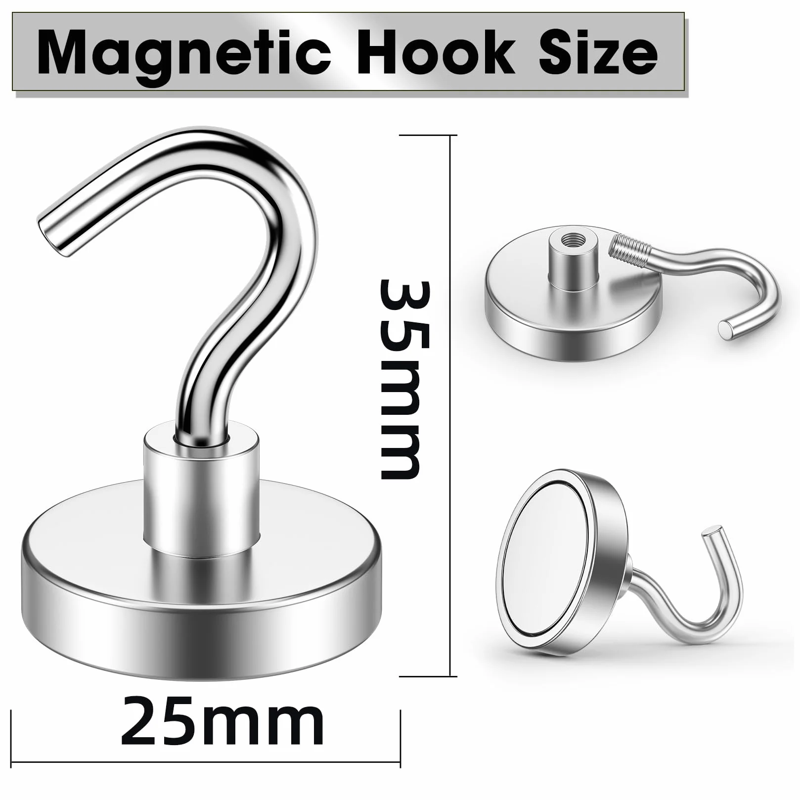 Haczyki magnetyczne 36 kg 6 sztuk neodymowe srebrne