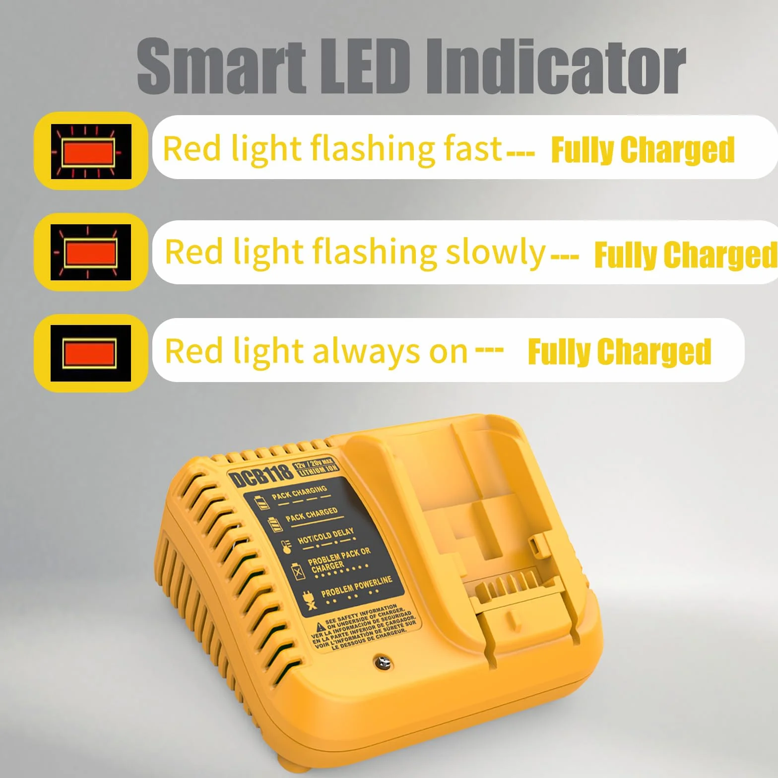 DCB118 szybka ładowarka akumulatora 12V/20V MAX litowo-jonowa