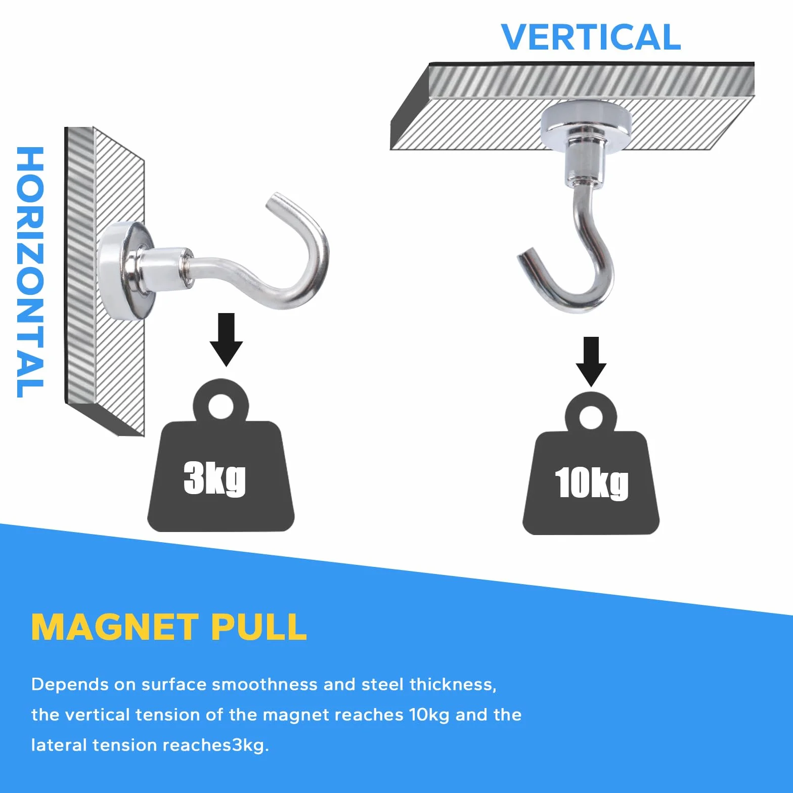 Magnesy neodymowe z haczykiem 16 mm mocne ciężkie na lodówkę