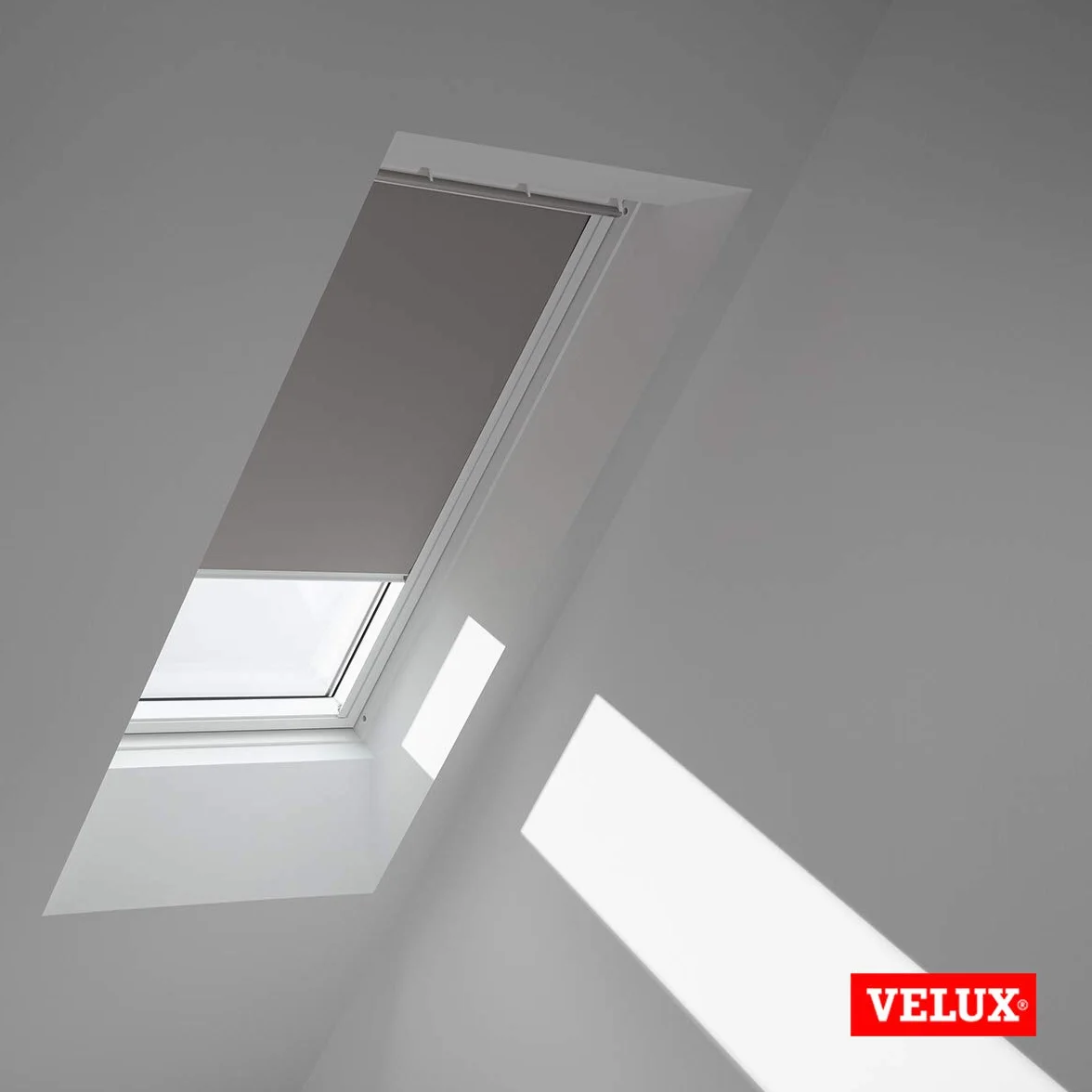 VELUX Oryginalna roleta zaciemniająca MK06 szara z białą szyną prowadzącą