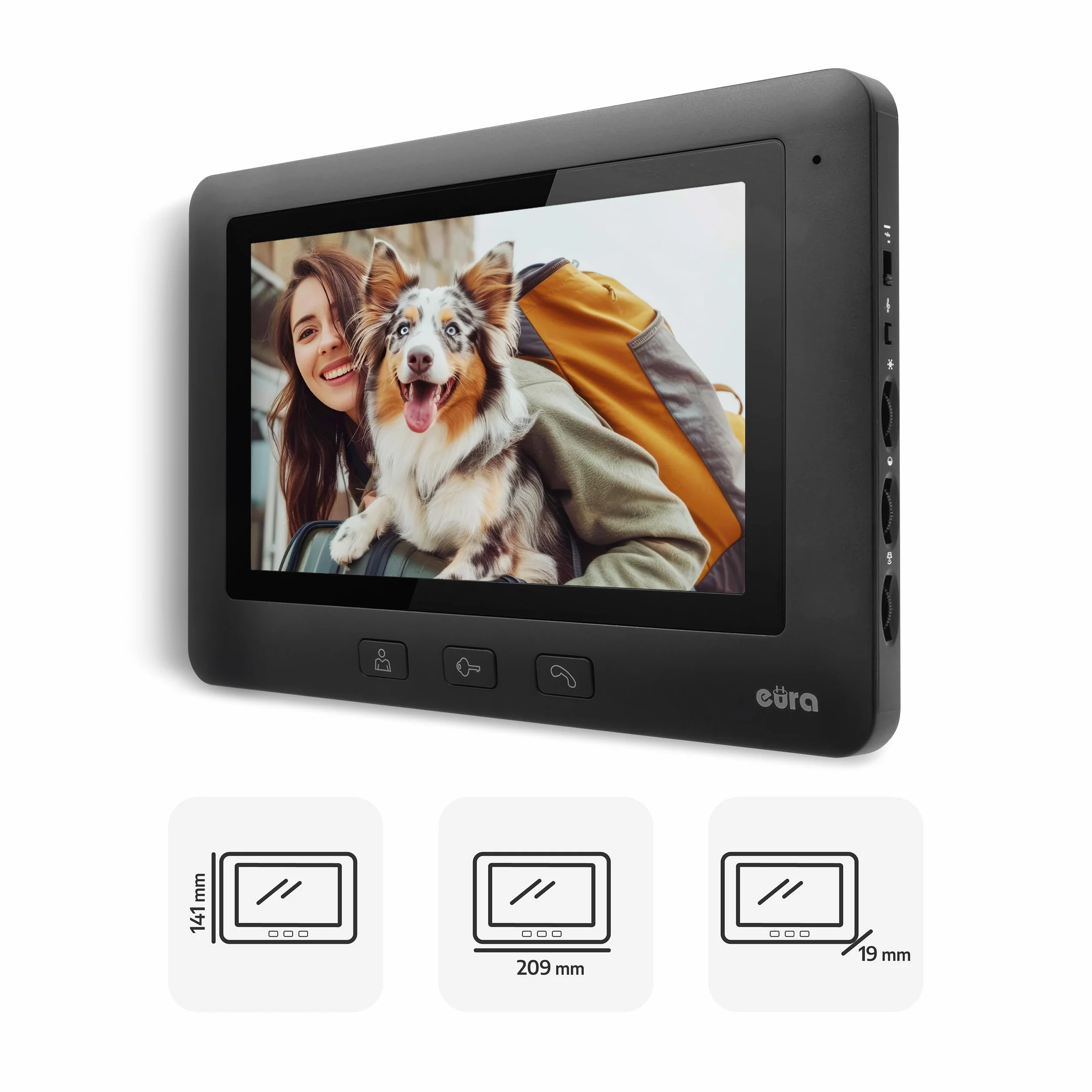 Eura VDP-45A3 Alpha wideodomofon 4-przewodowy 7-calowy kolorowy monitor czarny